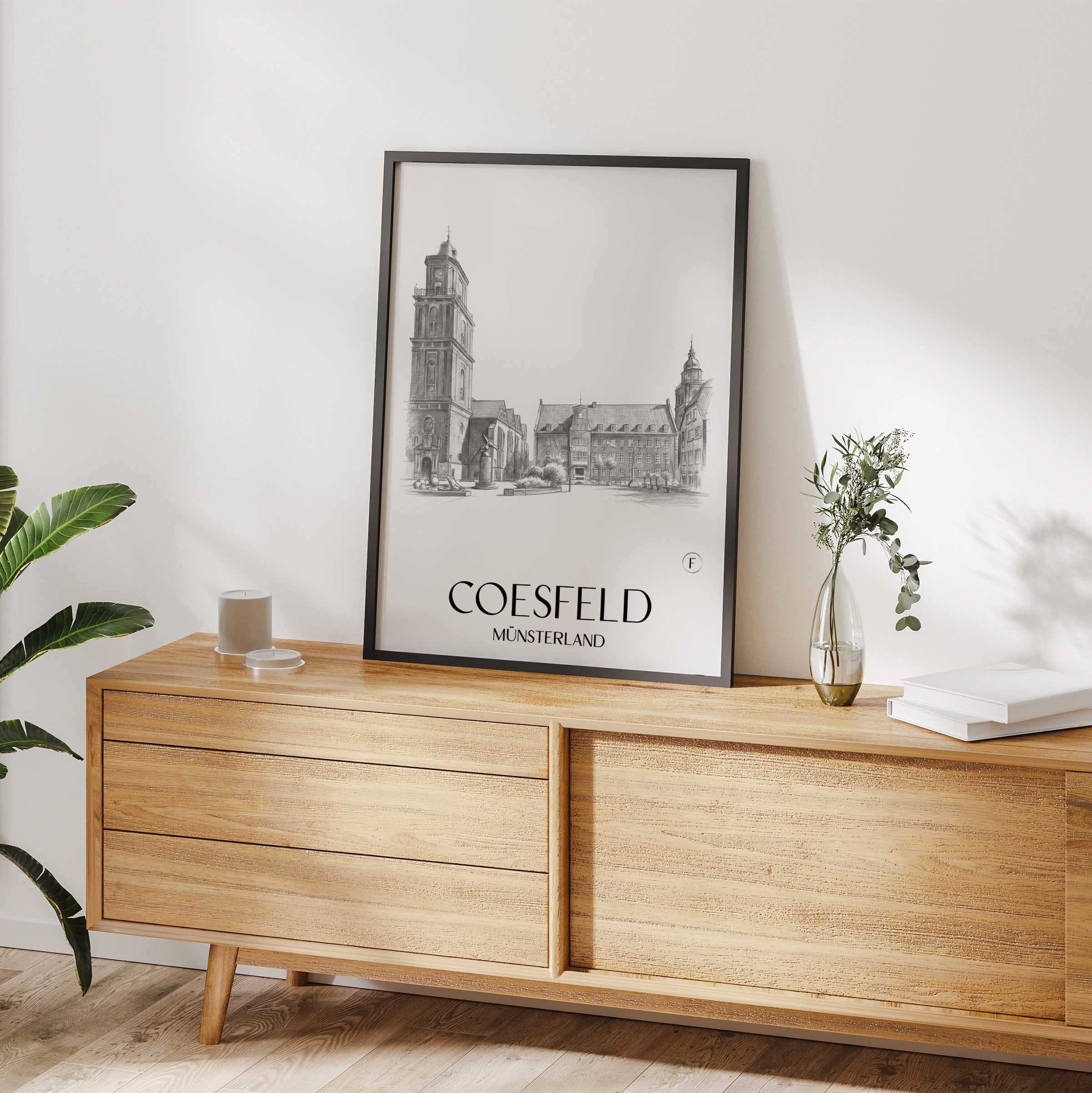 coesfeld-münsterland-deutschland-poster-bleistift-zeichnung-drawing