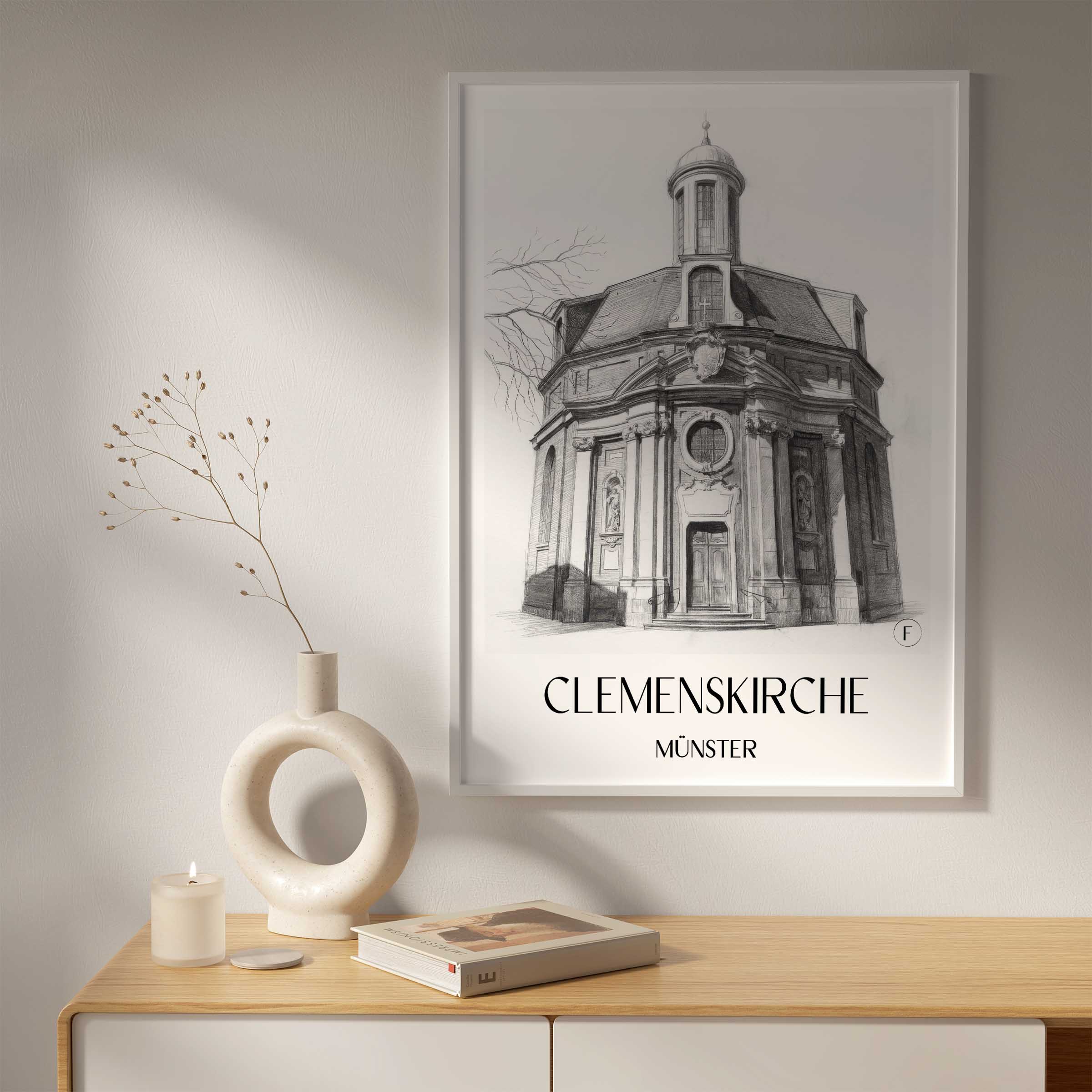 clemenskirche-münster-deutschland-poster-bleistift-zeichnung-drawing