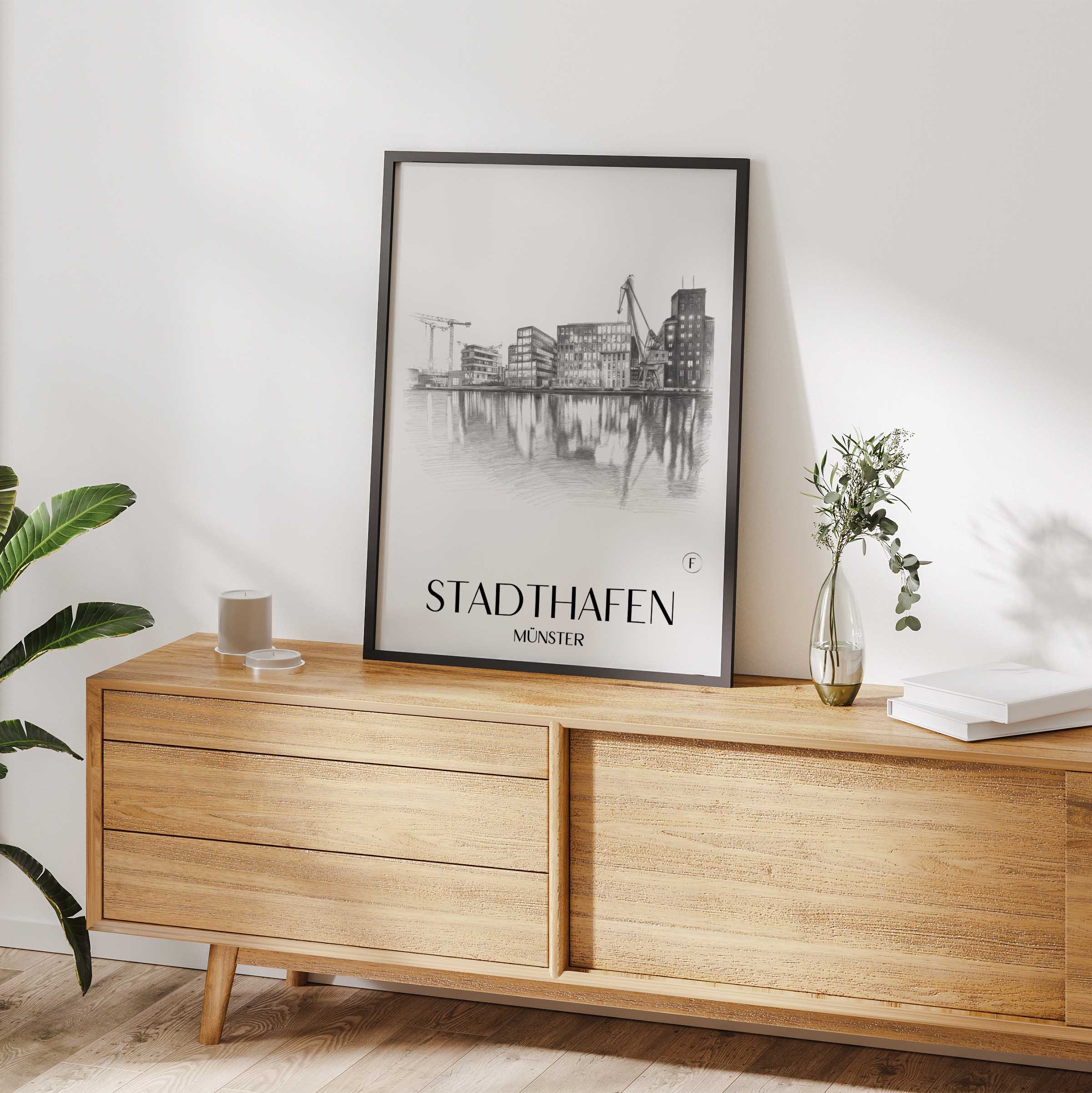 stadthafen-münster-deutschland-poster-bleistift-zeichnung-drawing