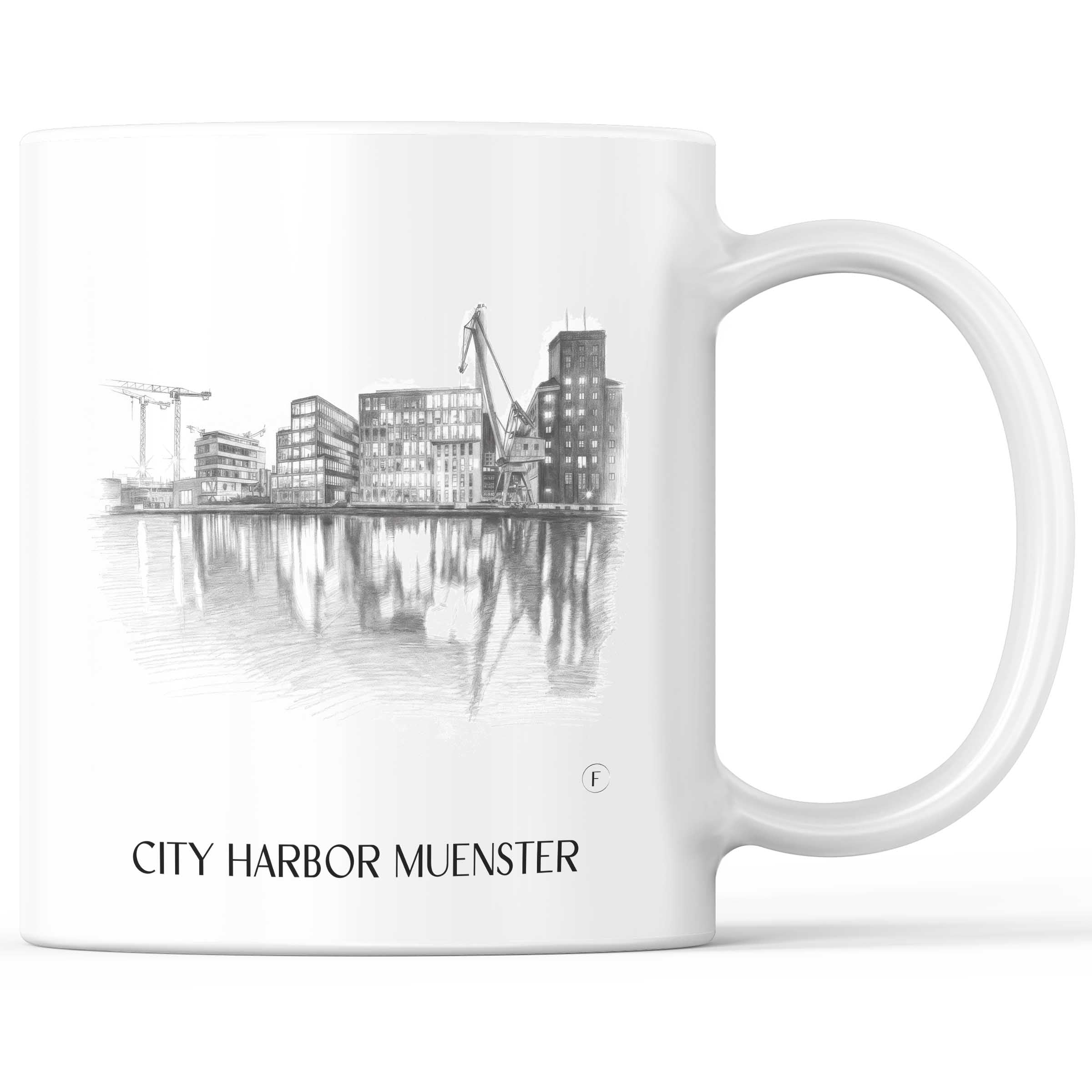 Stadthafen Kaffeebecher - Münster - Deutschland Becher - Kaffeetasse im Zeichnung Stil