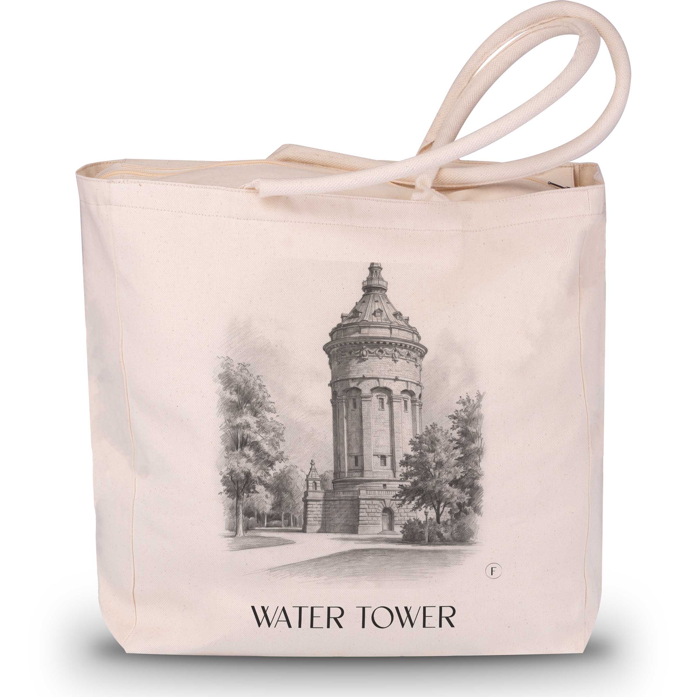 Wasserturm Shopping Tasche - Mannheim - Deutschland Tote Bag - Einkaufstasche im Zeichnung Stil