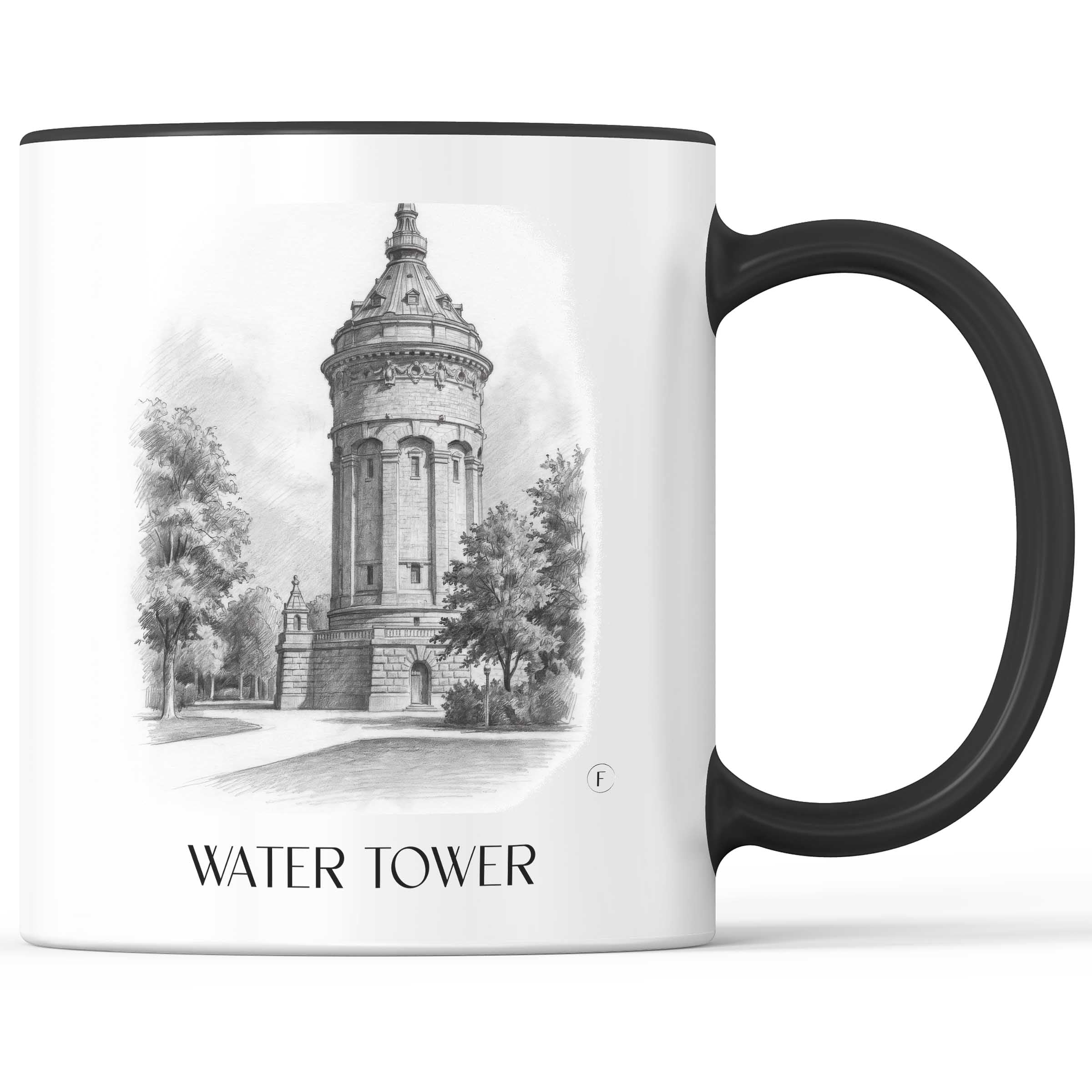 Wasserturm Kaffeebecher - Mannheim - Deutschland Becher - Kaffeetasse im Zeichnung Stil