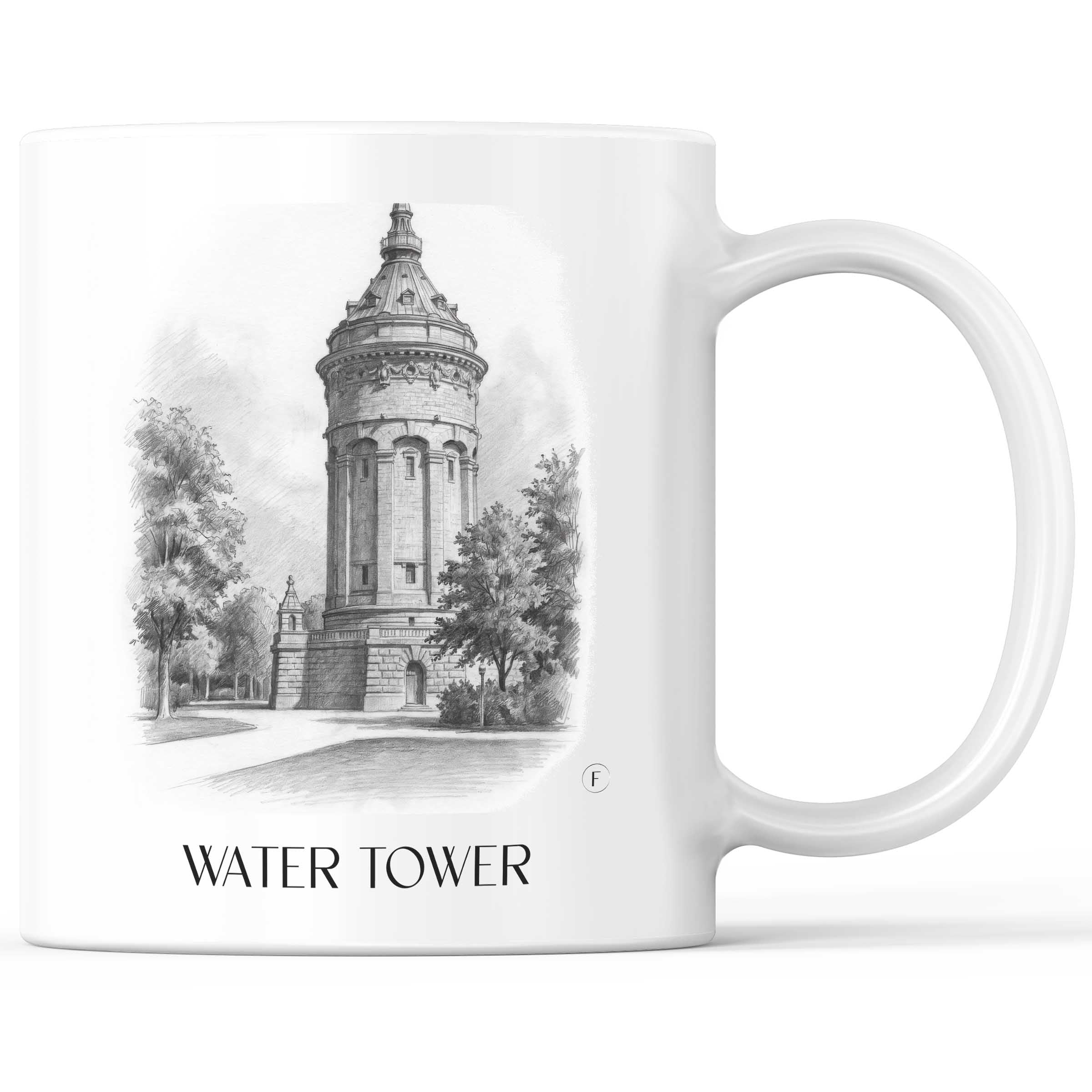 Wasserturm Kaffeebecher - Mannheim - Deutschland Becher - Kaffeetasse im Zeichnung Stil