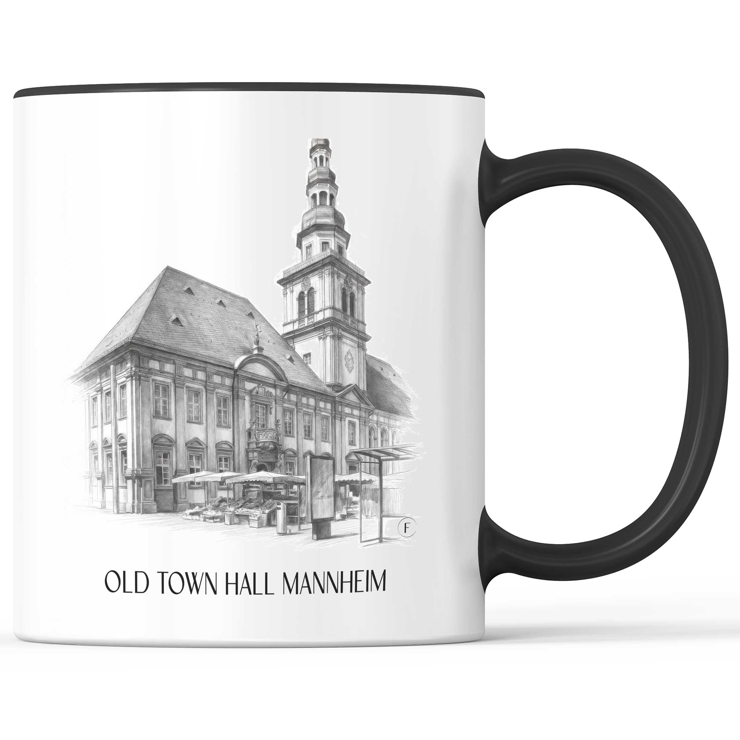 Altes Rathaus Kaffeebecher - Mannheim - Deutschland Becher - Kaffeetasse im Zeichnung Stil