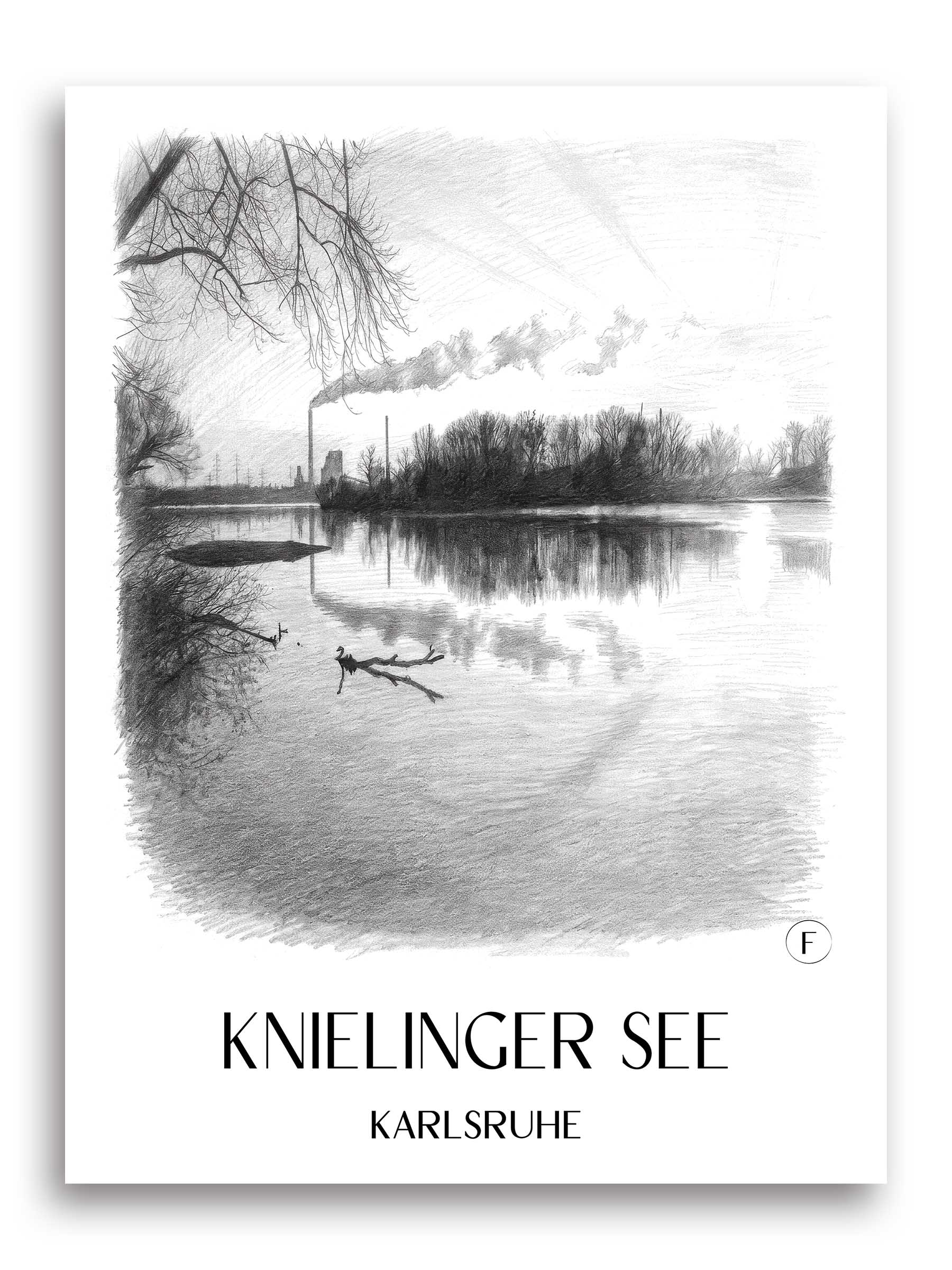 Knielinger See Poster - Karlsruhe - Deutschland Kunstdruck - Zeichnung von A4 bis A1