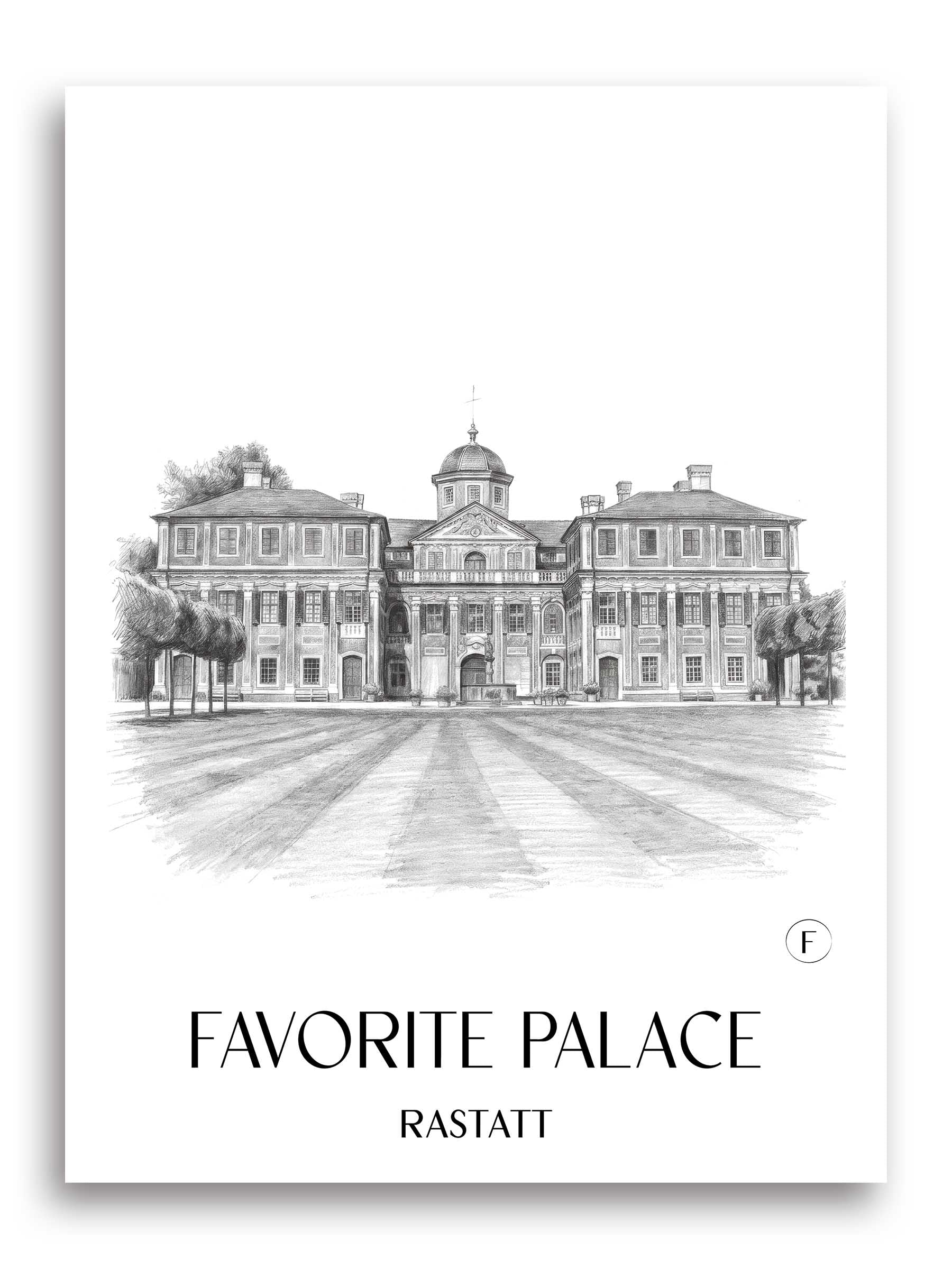 Schloss Favorite Poster - Rastatt - Deutschland Kunstdruck - Zeichnung von A4 bis A1