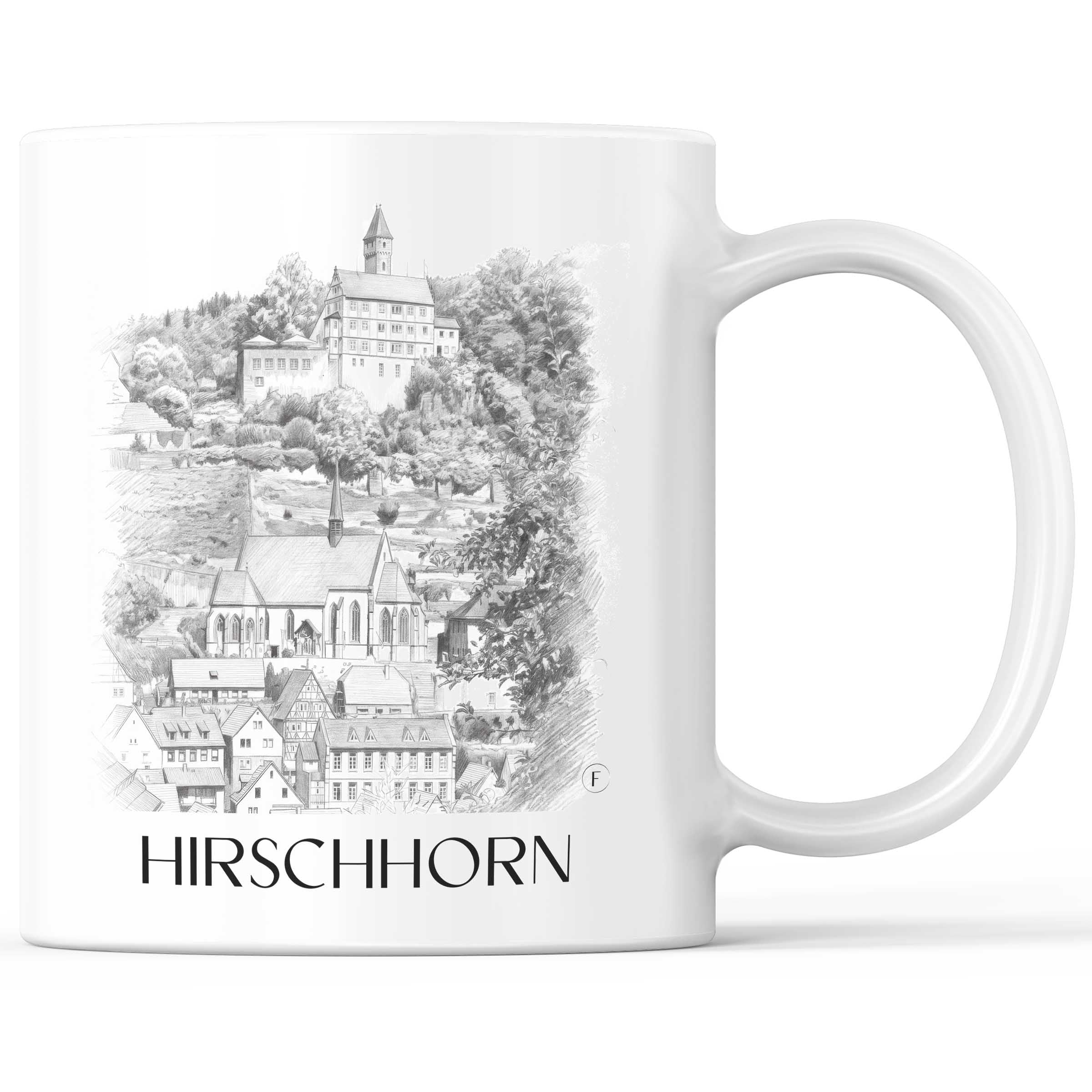 Hirschhorn Kaffeebecher - Odenwald - Deutschland Becher - Kaffeetasse im Zeichnung Stil
