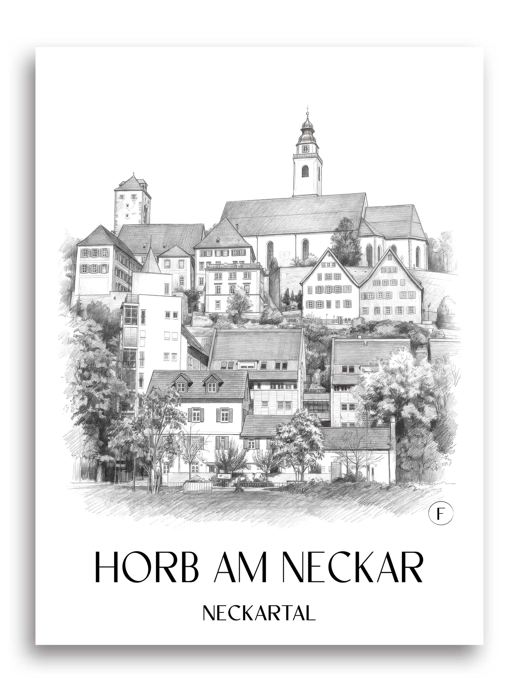 horb-am-neckar-neckartal-deutschland-poster-bleistift-zeichnung-drawing