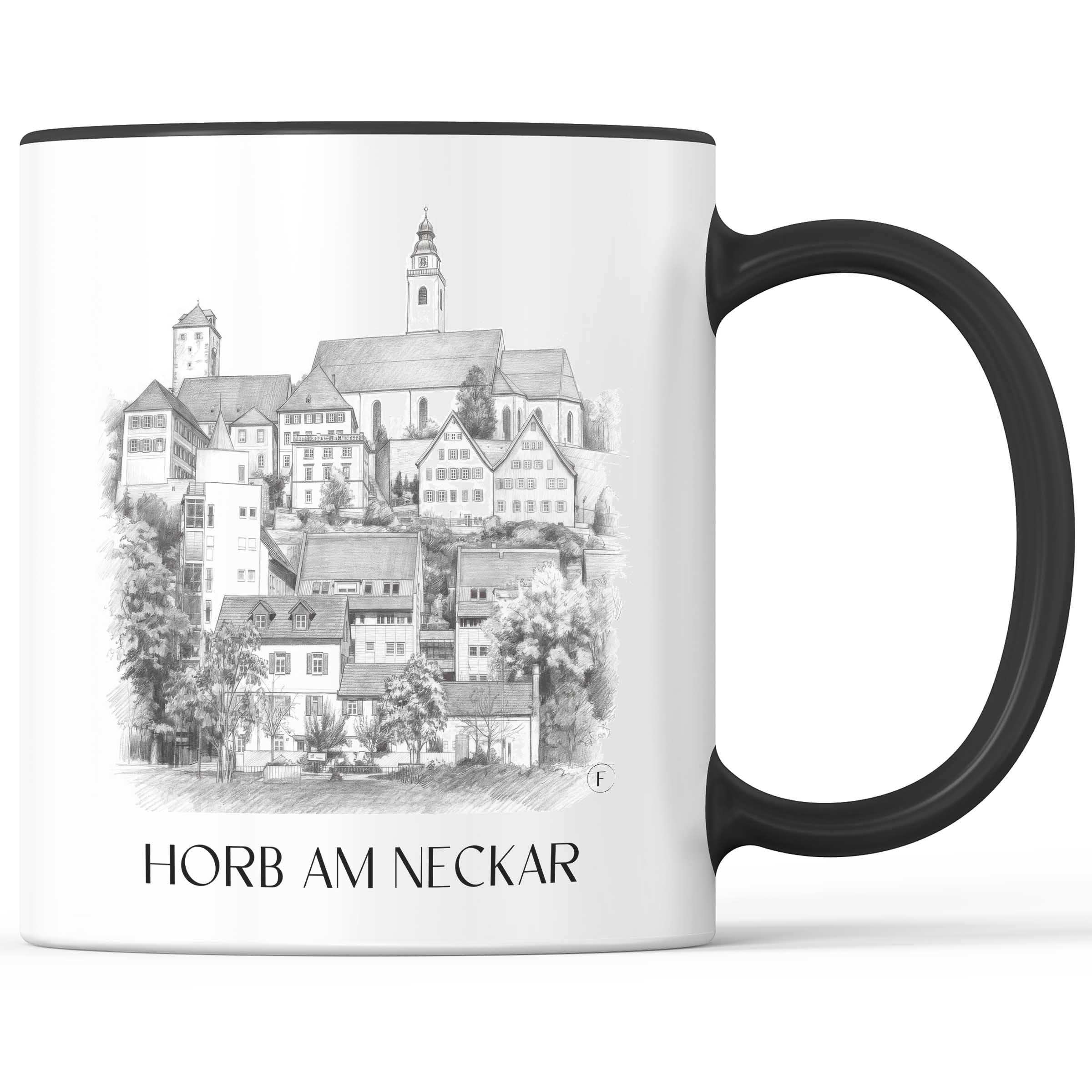Horb am Neckar Kaffeebecher - Neckartal - Deutschland Becher - Kaffeetasse im Zeichnung Stil