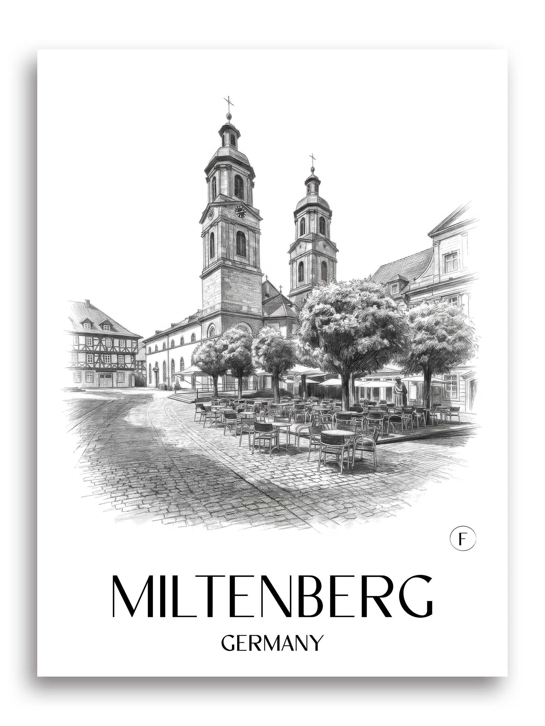 Miltenberg Poster - Odenwald - Deutschland Kunstdruck - Zeichnung von A4 bis A1