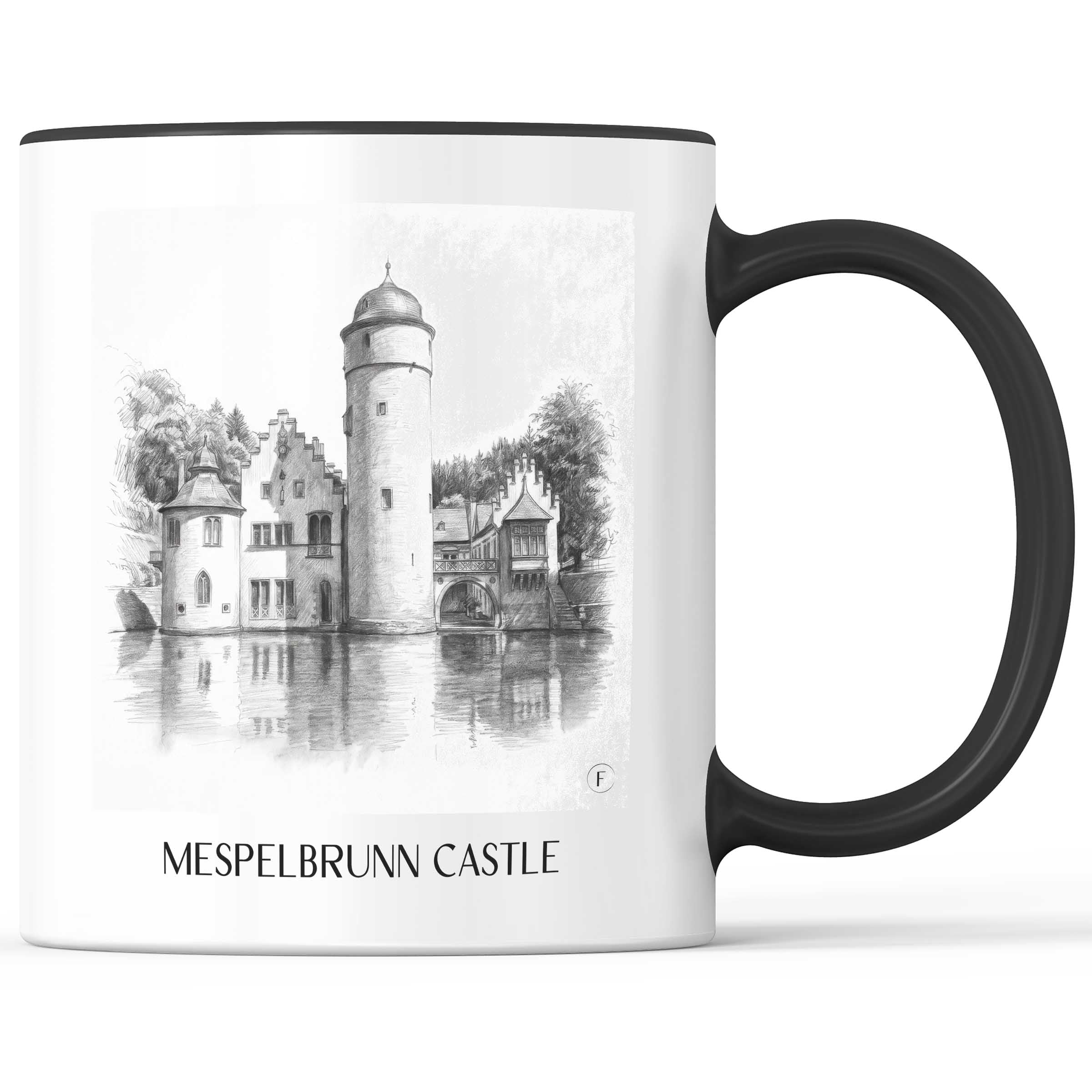 Schloss Mespelbrunn Kaffeebecher - Spessart - Deutschland Becher - Kaffeetasse im Zeichnung Stil