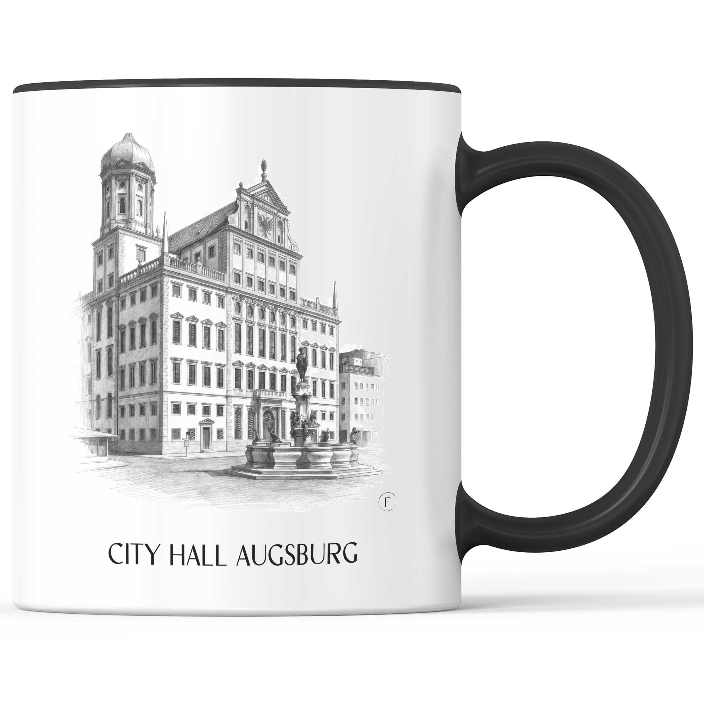 Rathaus Kaffeebecher - Augsburg - Deutschland Becher - Kaffeetasse im Zeichnung Stil