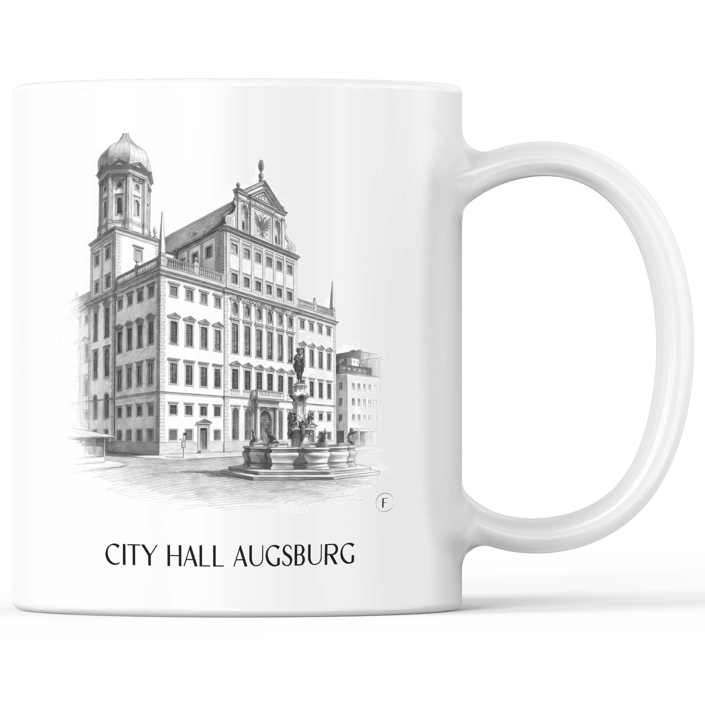 Rathaus Kaffeebecher - Augsburg - Deutschland Becher - Kaffeetasse im Zeichnung Stil