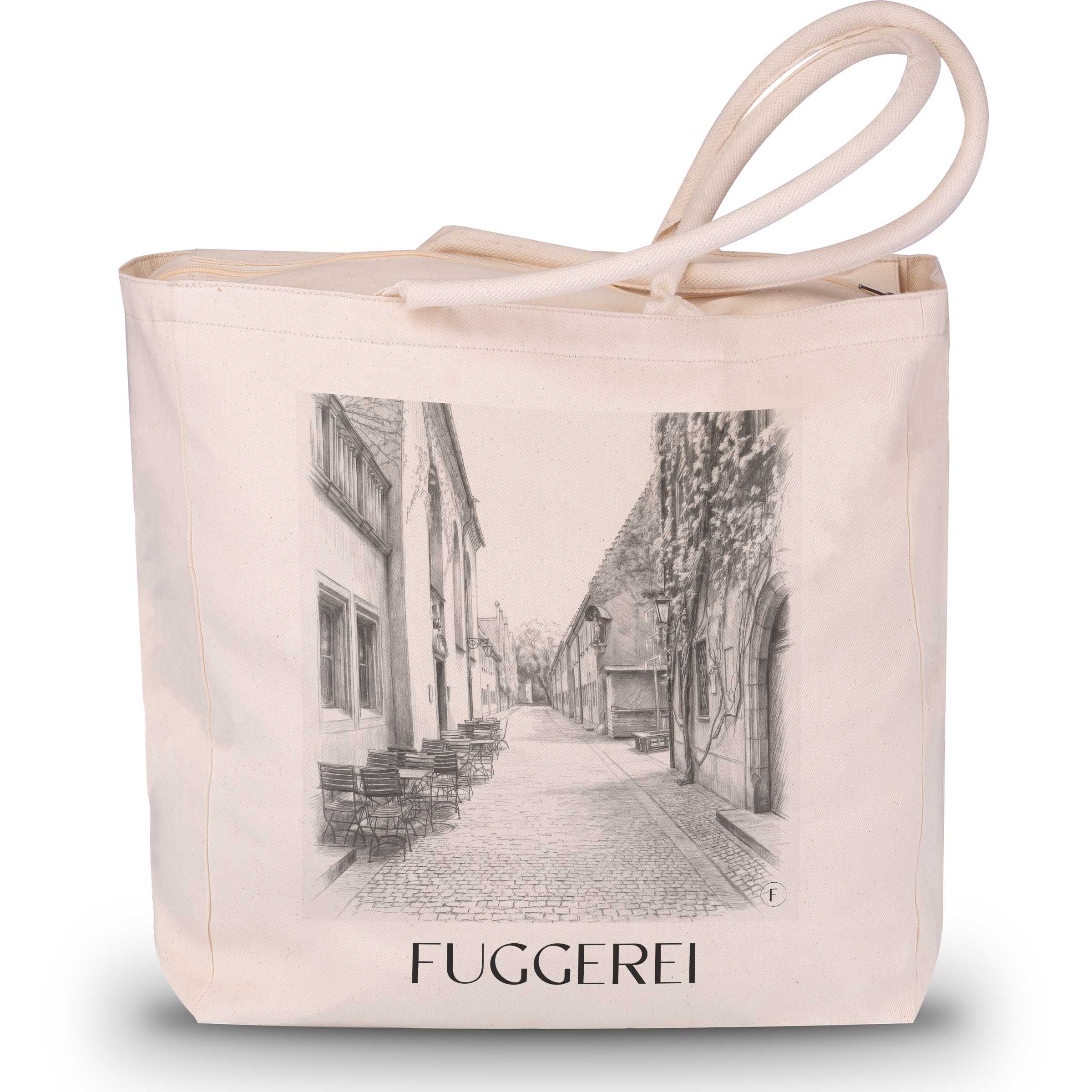 fuggerei-augsburg-deutschland-einkaufstasche-bleistift-zeichnung-drawing