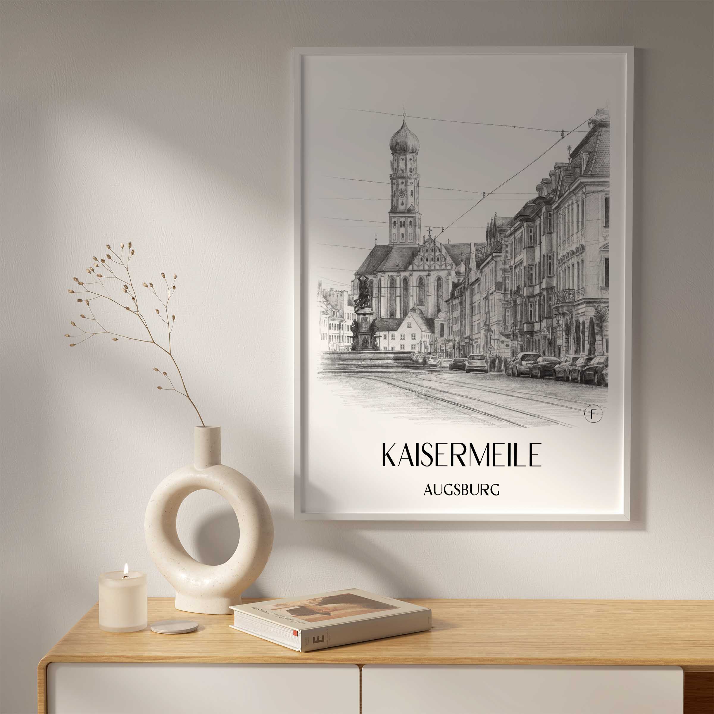kaisermeile-augsburg-deutschland-poster-bleistift-zeichnung-drawing