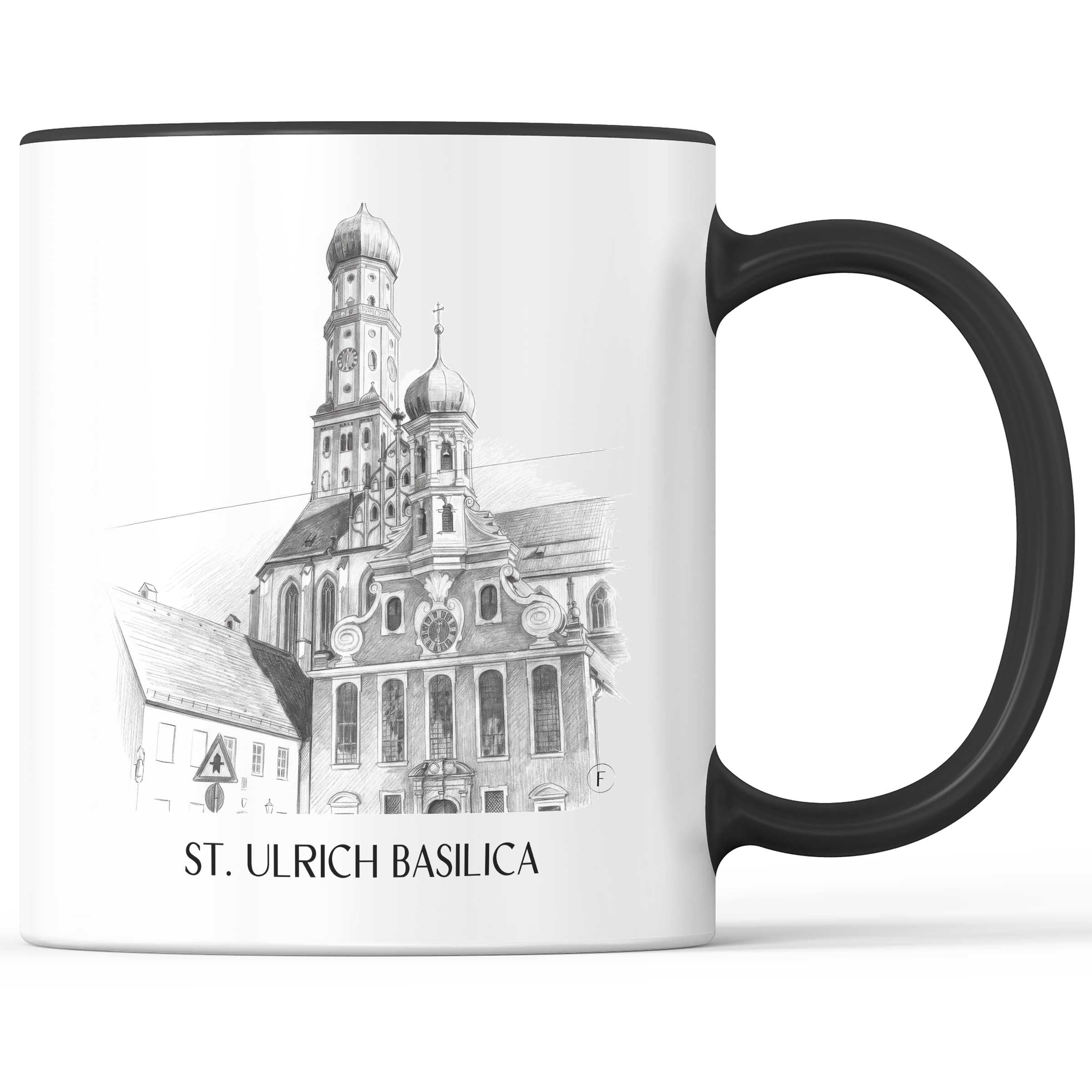 Basilika St. Ulrich Kaffeebecher - Augsburg - Deutschland Becher - Kaffeetasse im Zeichnung Stil