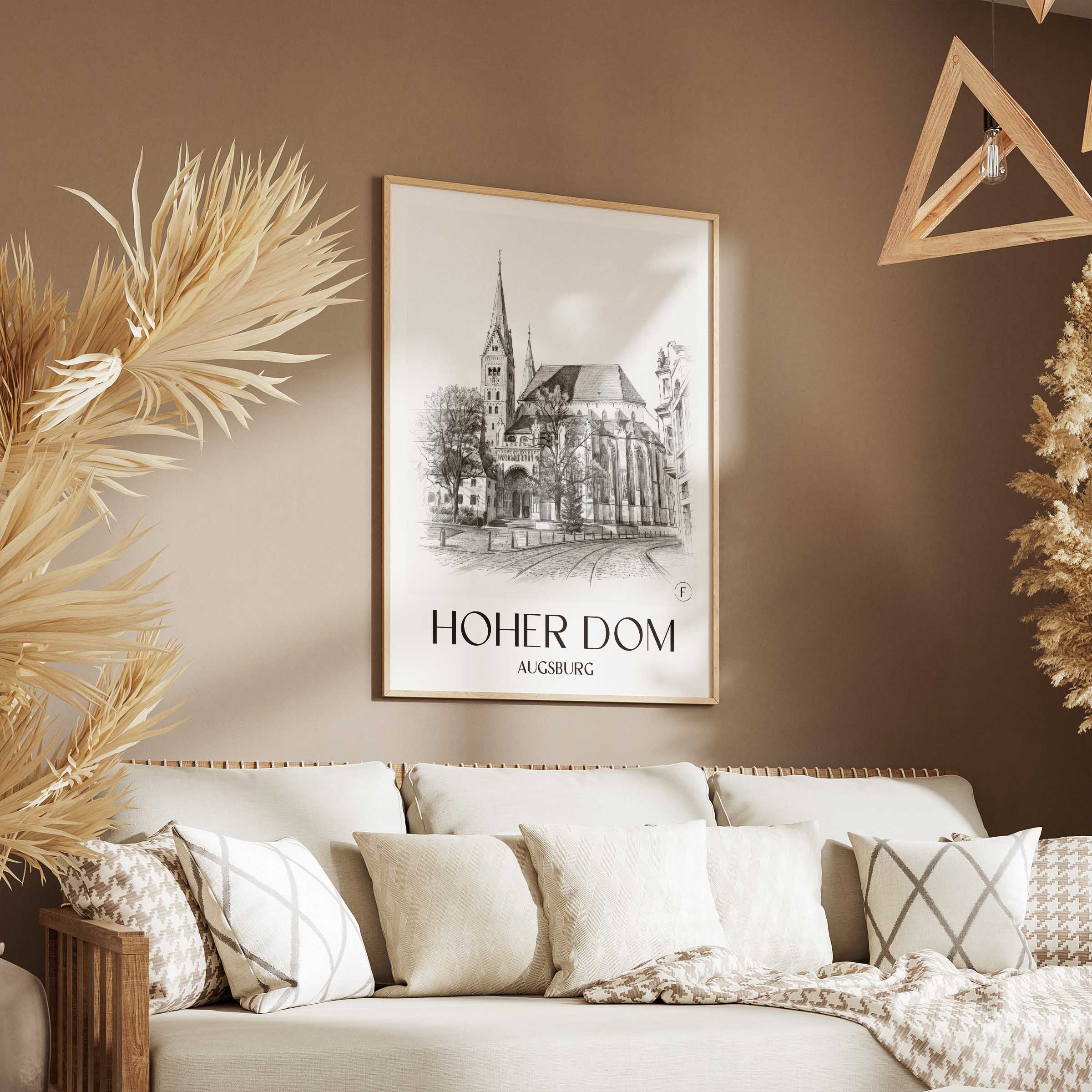 hoher-dom-augsburg-deutschland-poster-bleistift-zeichnung-drawing