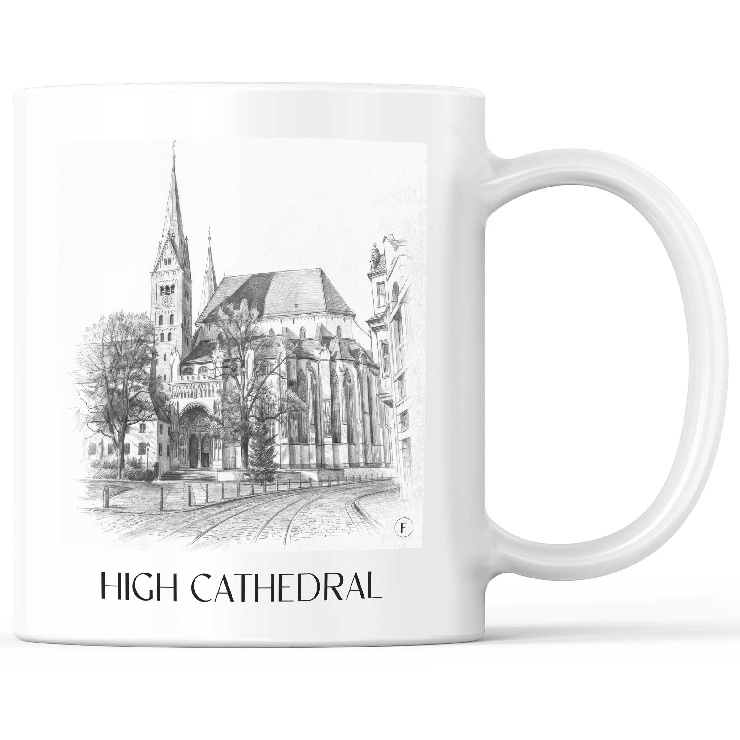 Hoher Dom Kaffeebecher - Augsburg - Deutschland Becher - Kaffeetasse im Zeichnung Stil