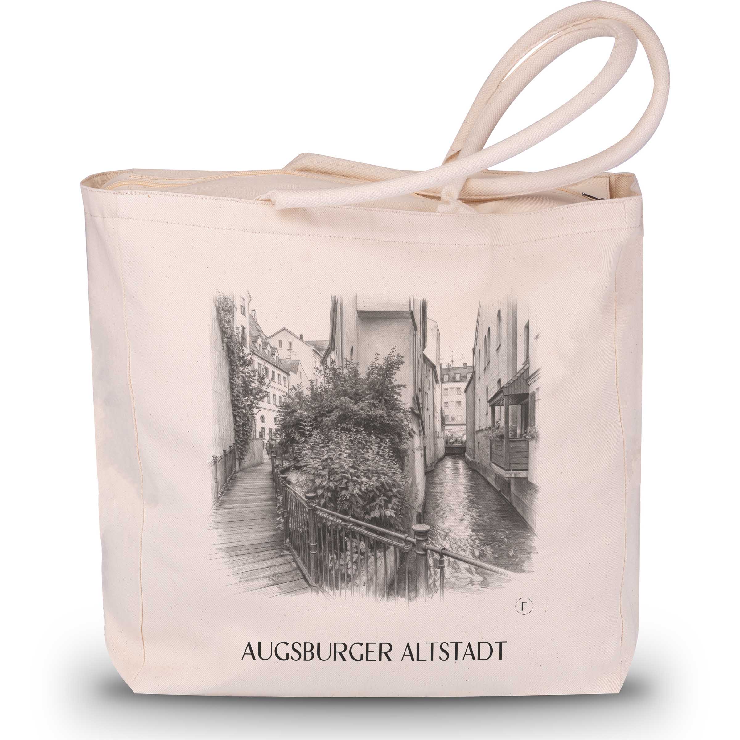 altstadt-augsburg-deutschland-einkaufstasche-bleistift-zeichnung-drawing