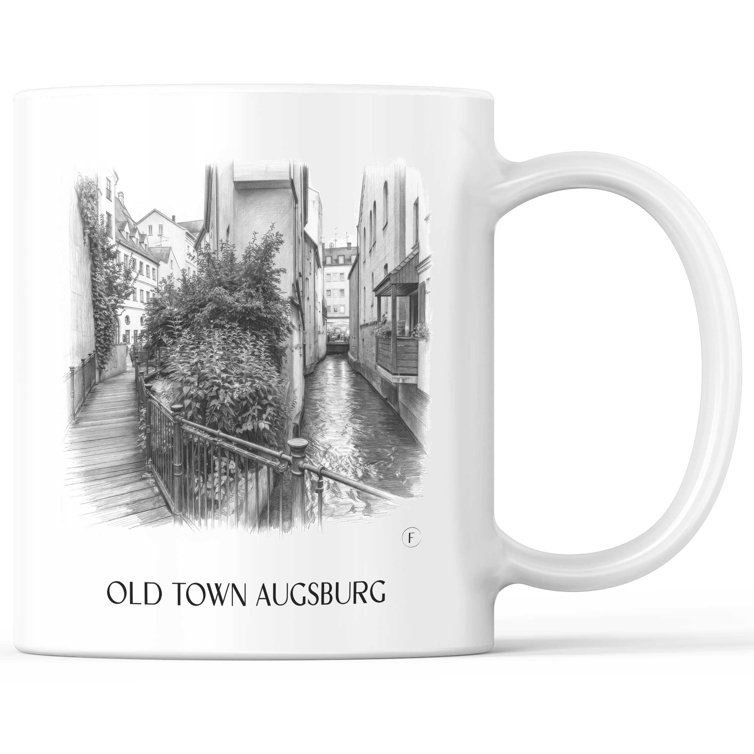 Altstadt Kaffeebecher - Augsburg - Deutschland Becher - Kaffeetasse im Zeichnung Stil