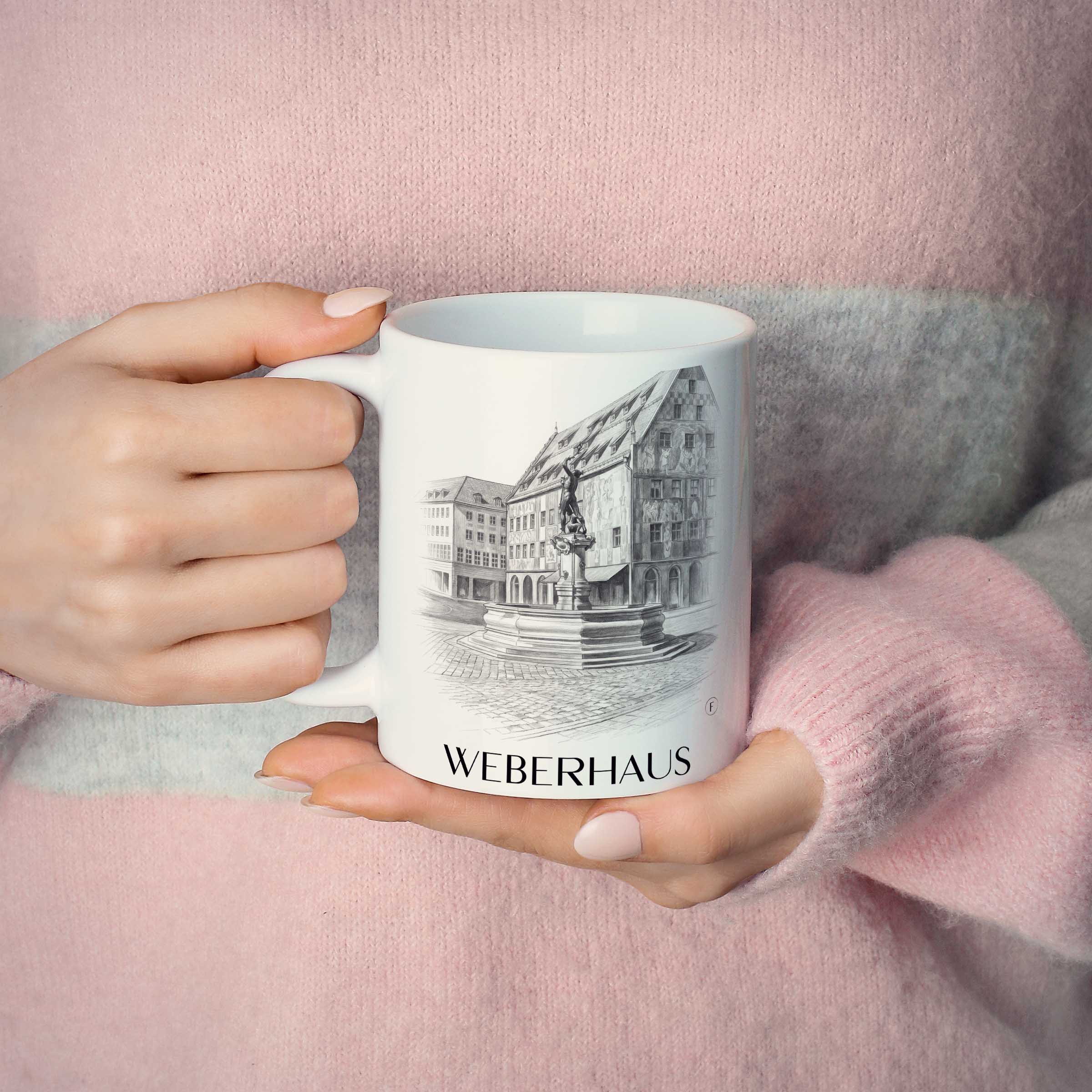 weberhaus-augsburg-deutschland-kaffeebecher-bleistift-zeichnung-drawing