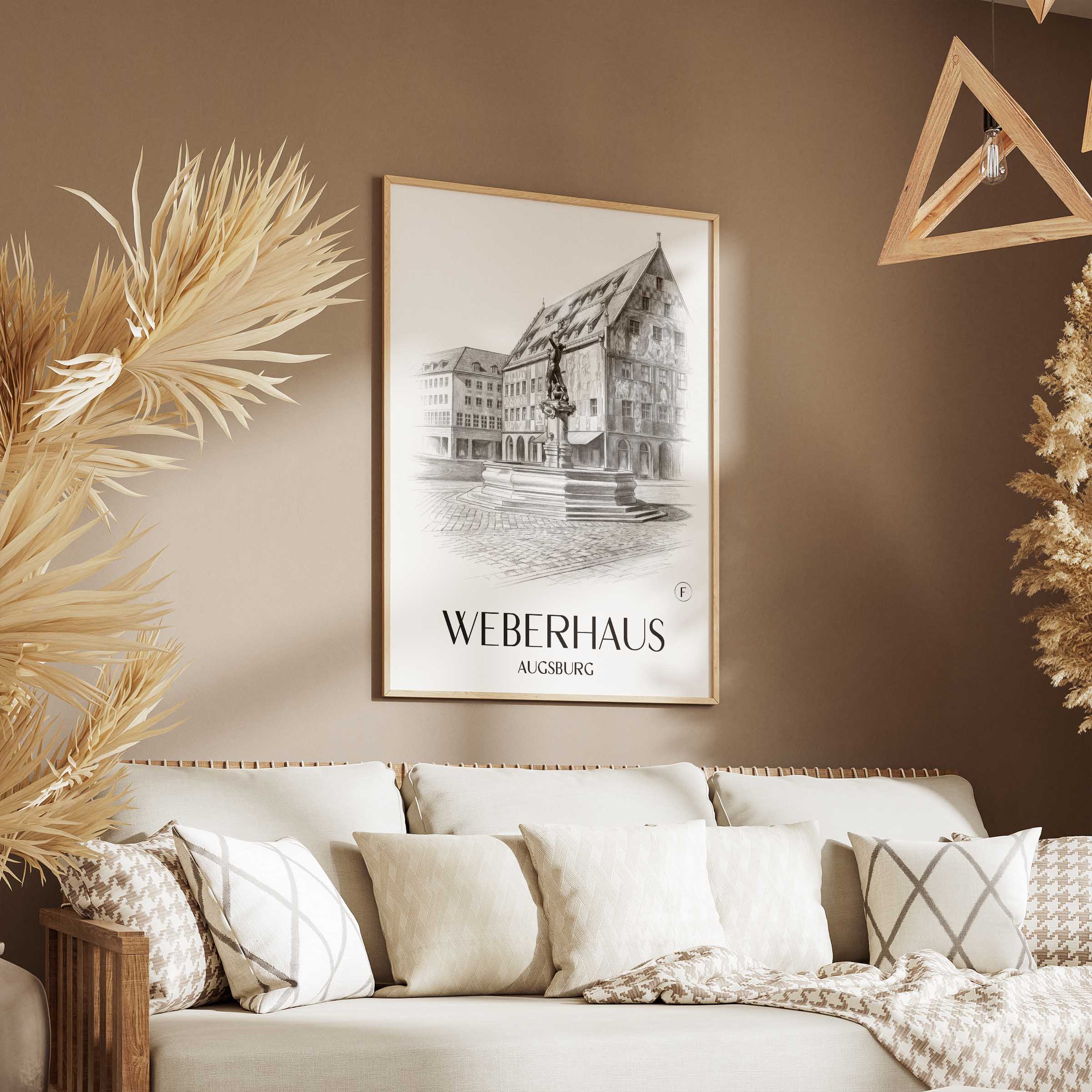 weberhaus-augsburg-deutschland-poster-bleistift-zeichnung-drawing