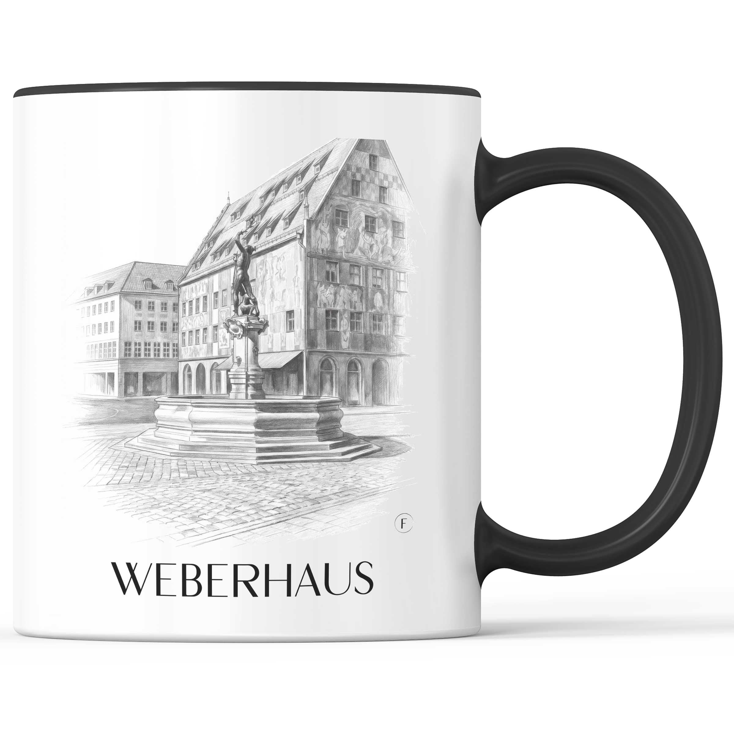 Weberhaus Kaffeebecher - Augsburg - Deutschland Becher - Kaffeetasse im Zeichnung Stil