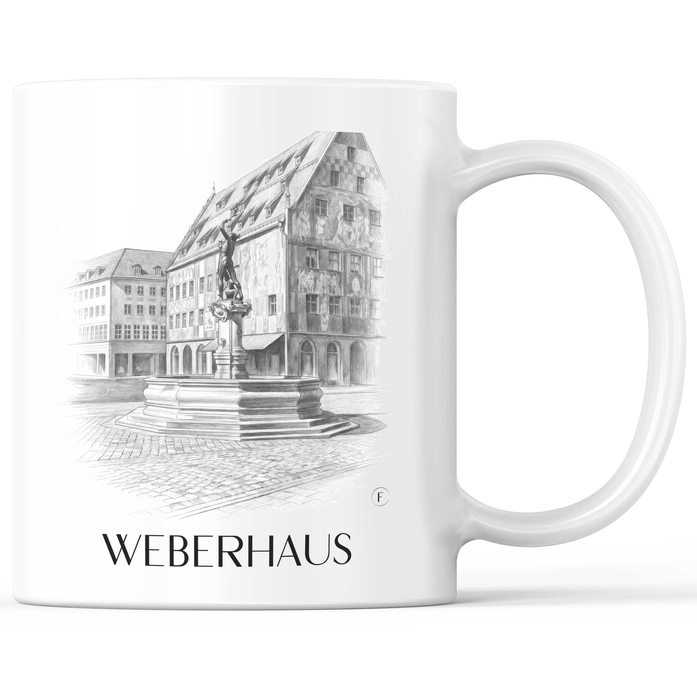 Weberhaus Kaffeebecher - Augsburg - Deutschland Becher - Kaffeetasse im Zeichnung Stil