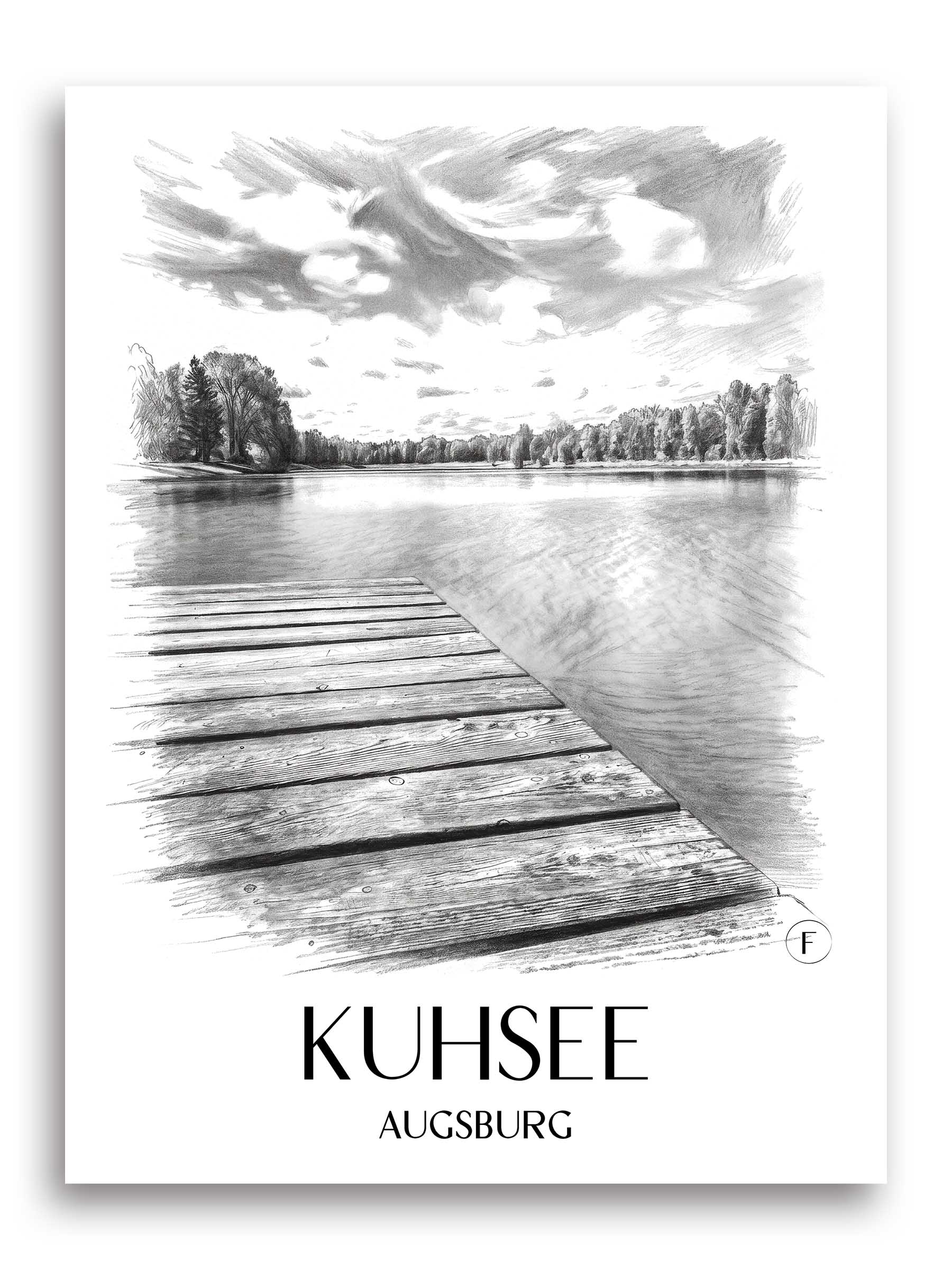 kuhsee-augsburg-deutschland-poster-bleistift-zeichnung-drawing