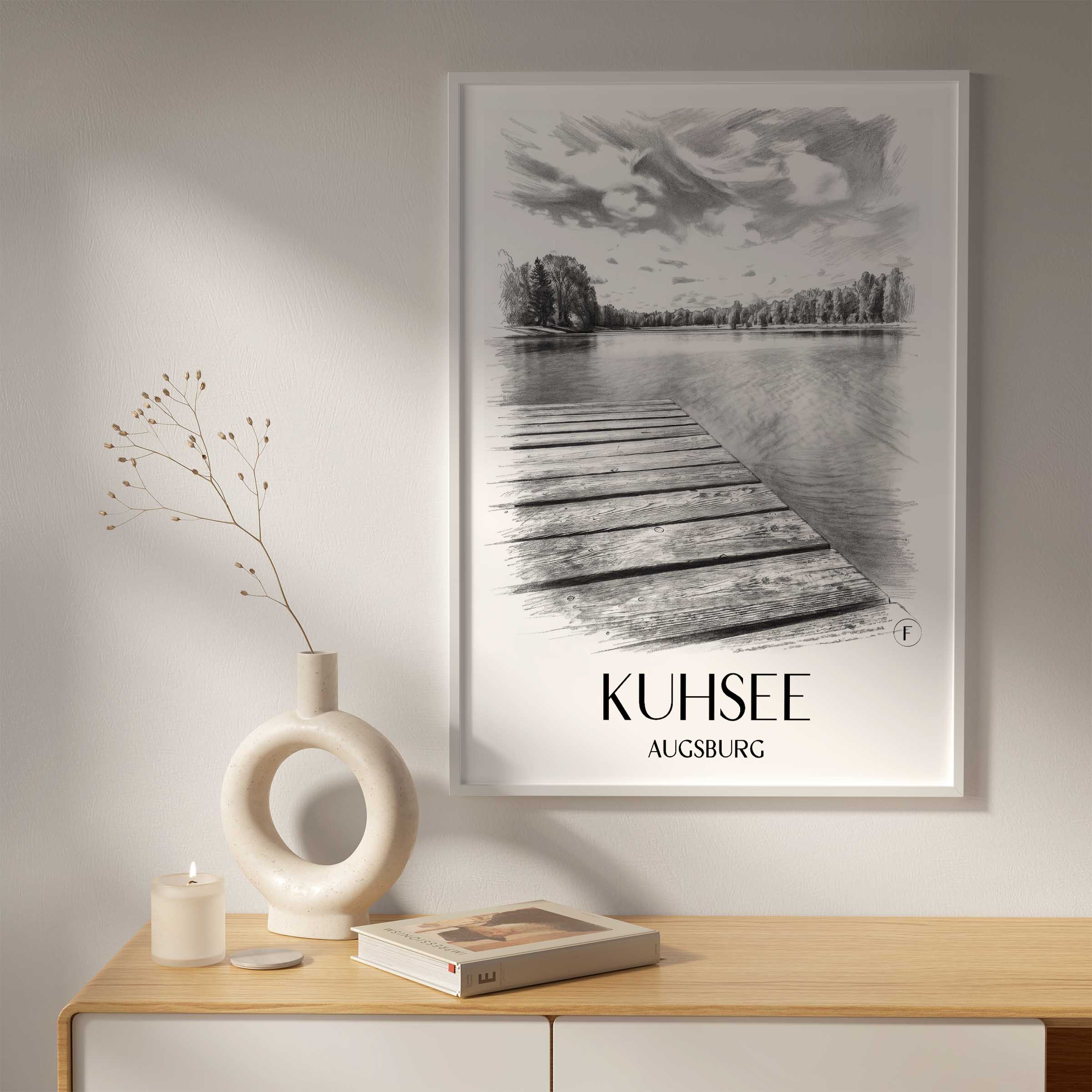 kuhsee-augsburg-deutschland-poster-bleistift-zeichnung-drawing