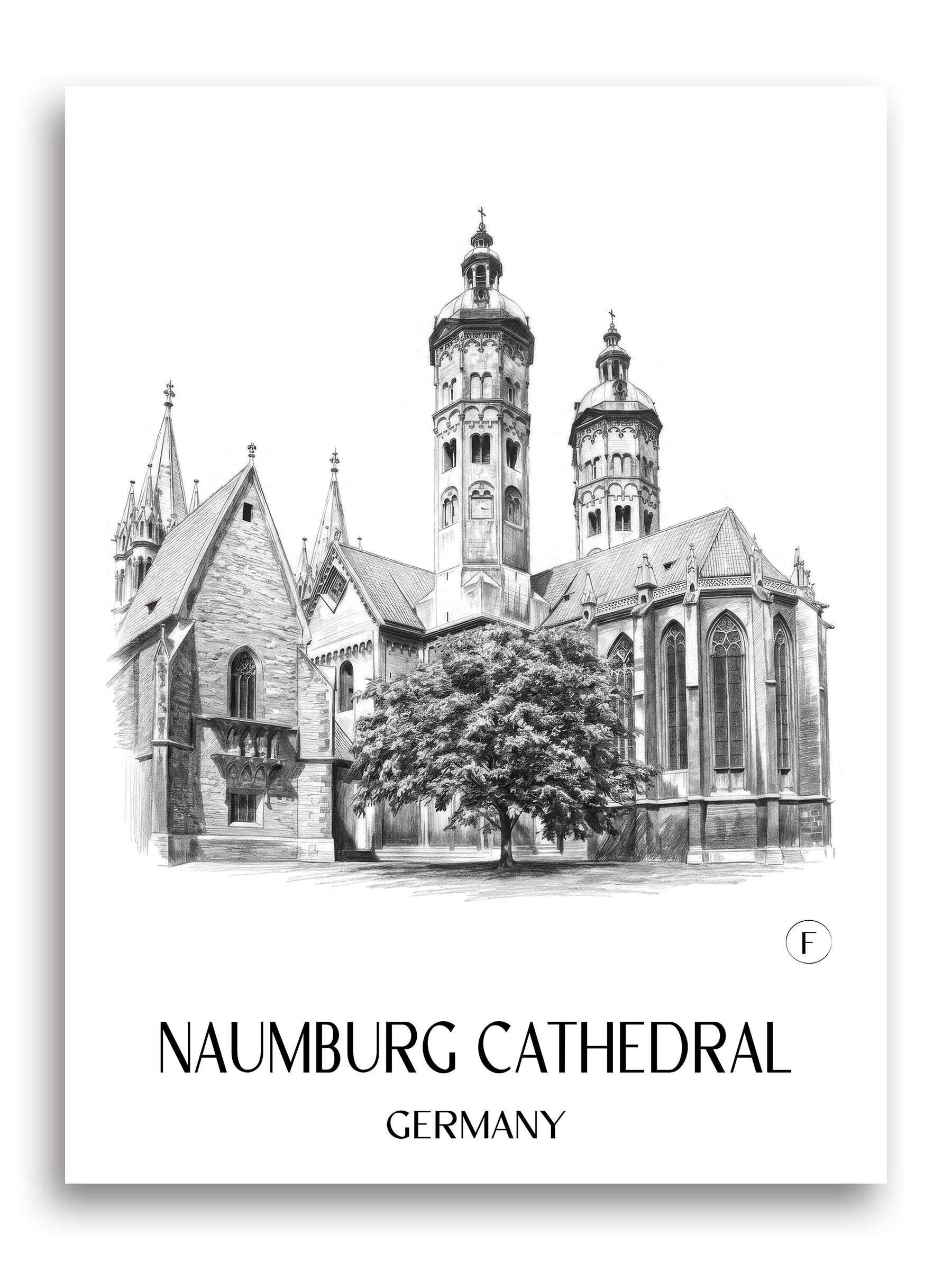 Naumburger Dom Poster - Saale - Deutschland Kunstdruck - Zeichnung von A4 bis A1