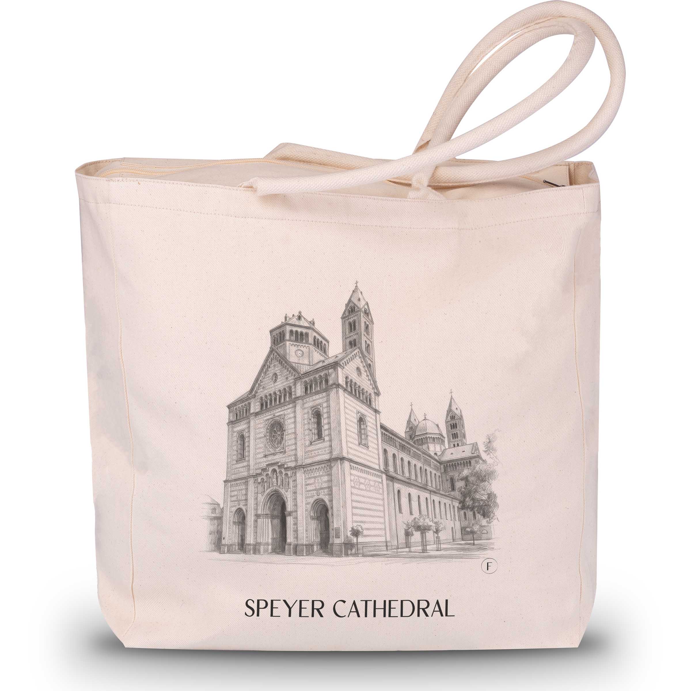 Speyer Cathedral Shopping Bag - Rhineland-Palatinate - Germany Tote Bag - Drawing Style Shopping Bag