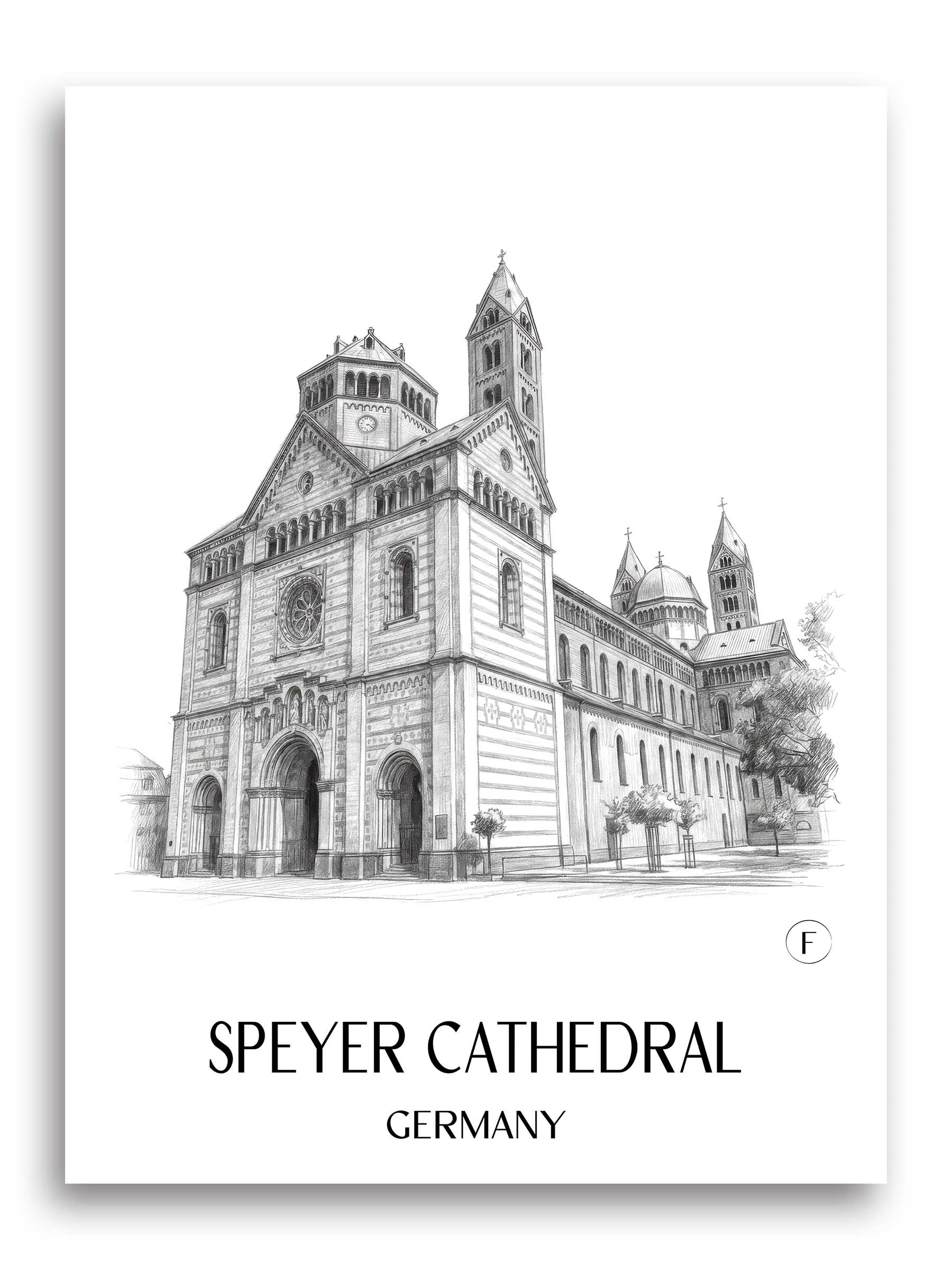 Dom zu Speyer Poster - Rheinland-Pfalz - Deutschland Kunstdruck - Zeichnung von A4 bis A1