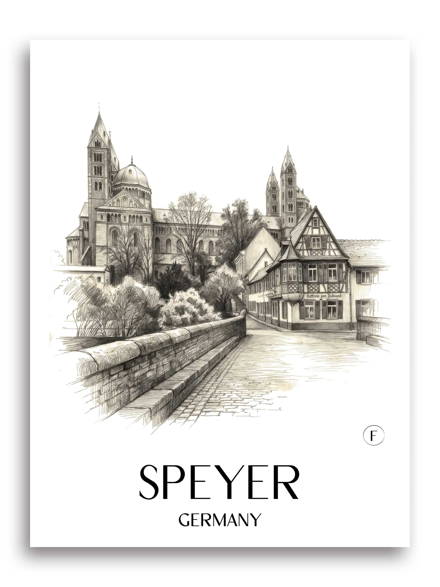 Speyer Poster - Rheinland-Pfalz - Deutschland Kunstdruck - Zeichnung von A4 bis A1