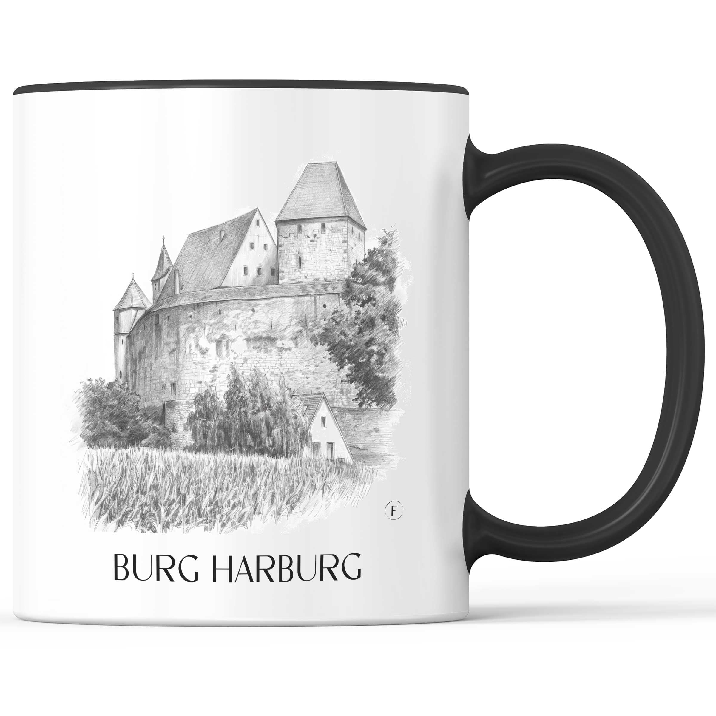 burg-harburg-schwaben-deutschland-kaffeebecher-bleistift-zeichnung-drawing