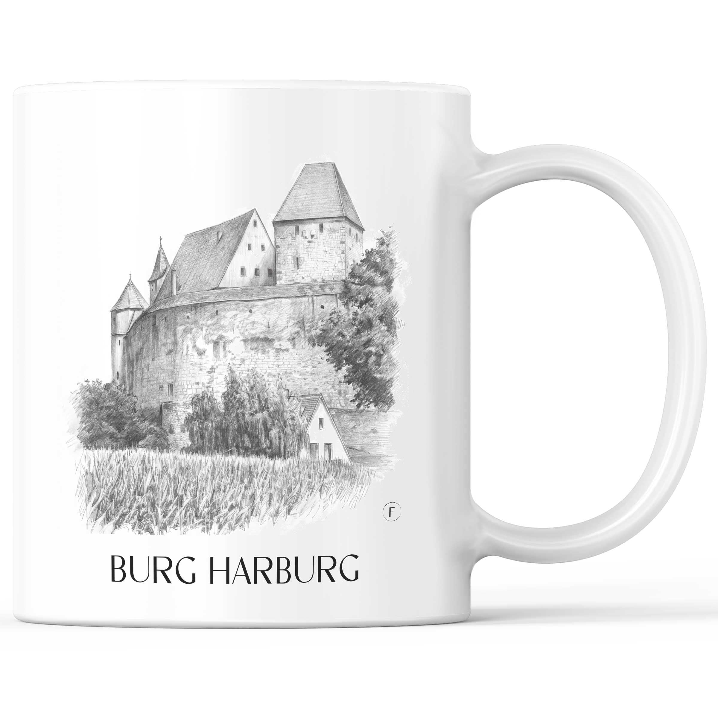 burg-harburg-schwaben-deutschland-kaffeebecher-bleistift-zeichnung-drawing