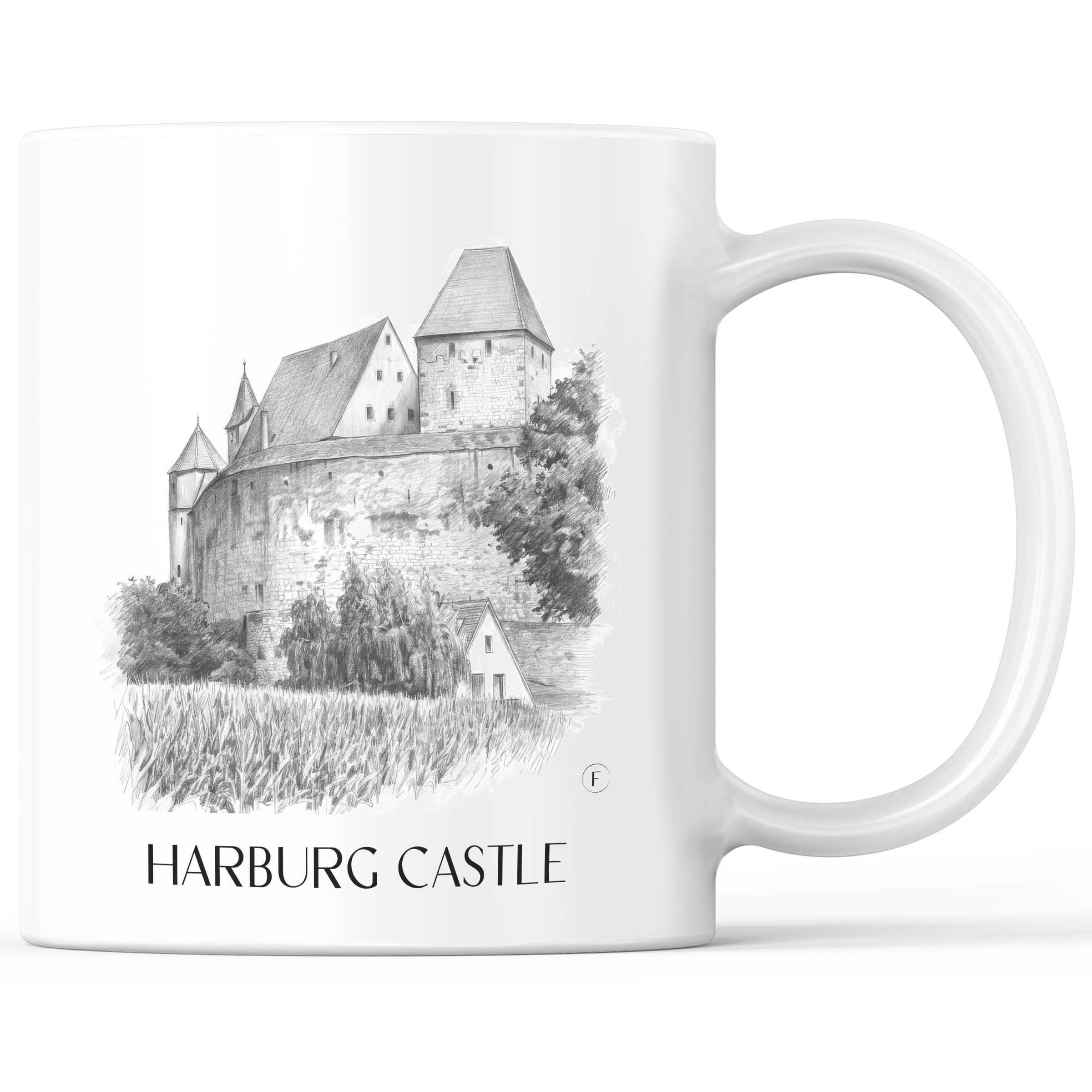 Burg Harburg Kaffeebecher - Schwaben - Deutschland Becher - Kaffeetasse im Zeichnung Stil
