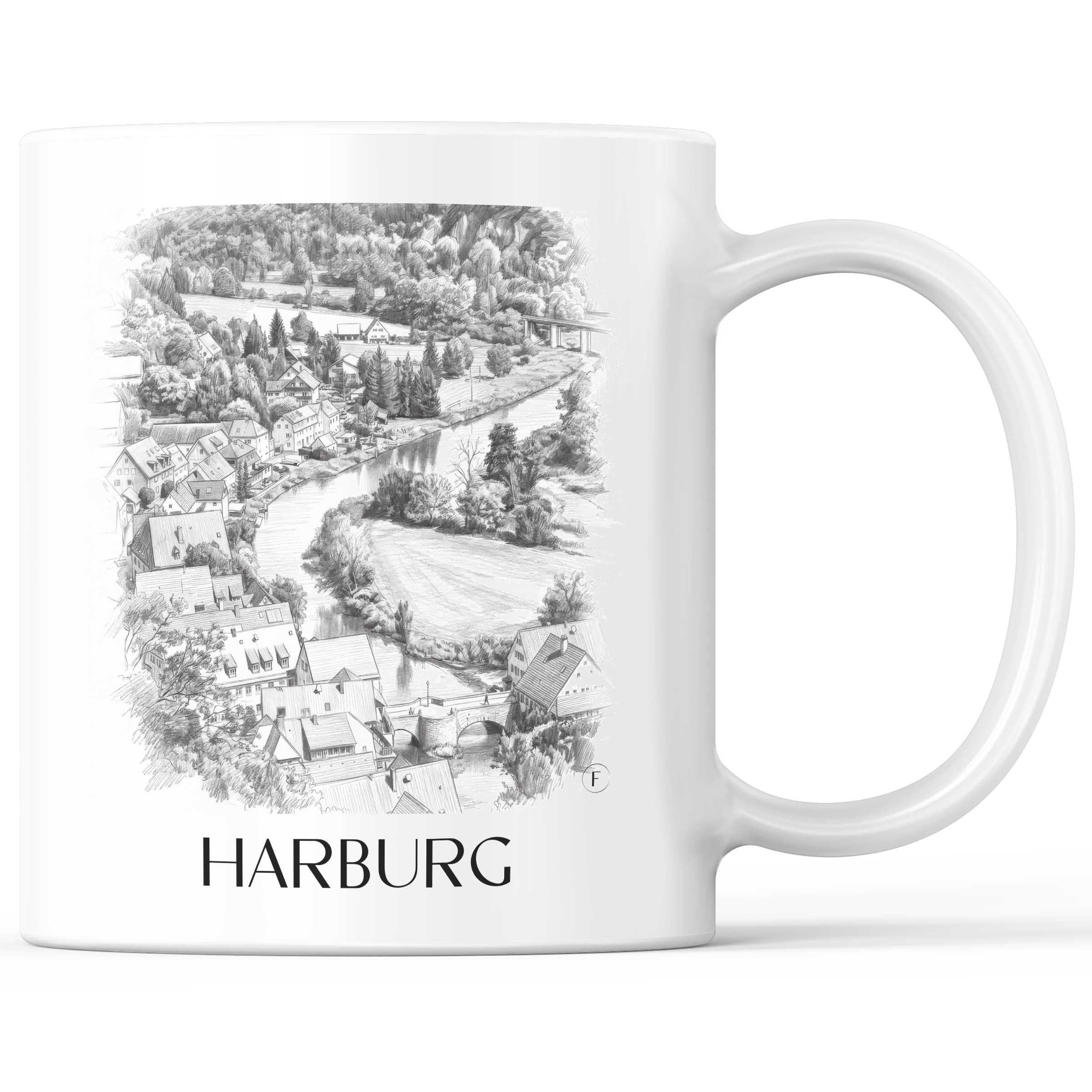 harburg-schwaben-deutschland-kaffeebecher-bleistift-zeichnung-drawing