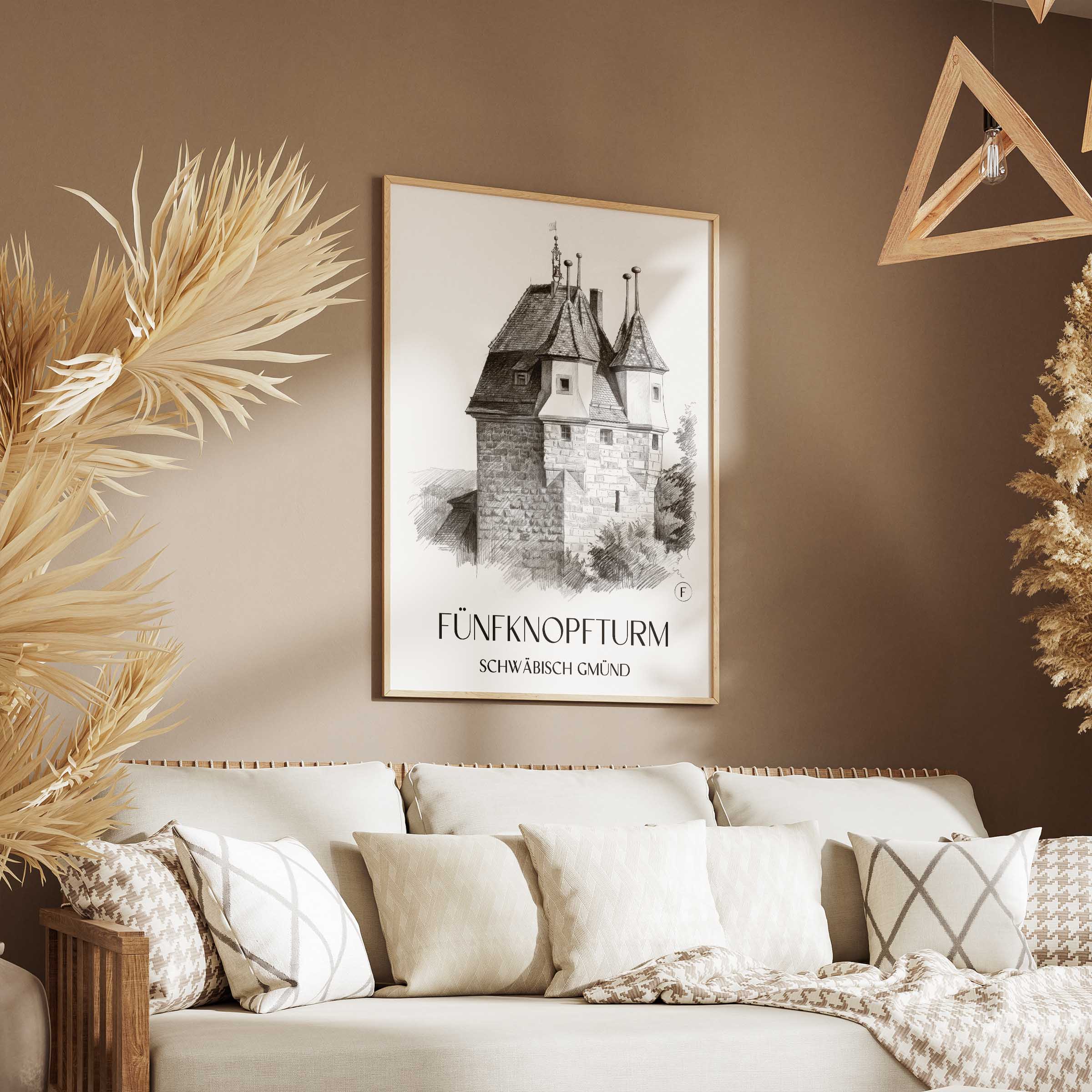 fünfknopfturm-schwäbisch-gmünd-deutschland-poster-bleistift-zeichnung-drawing