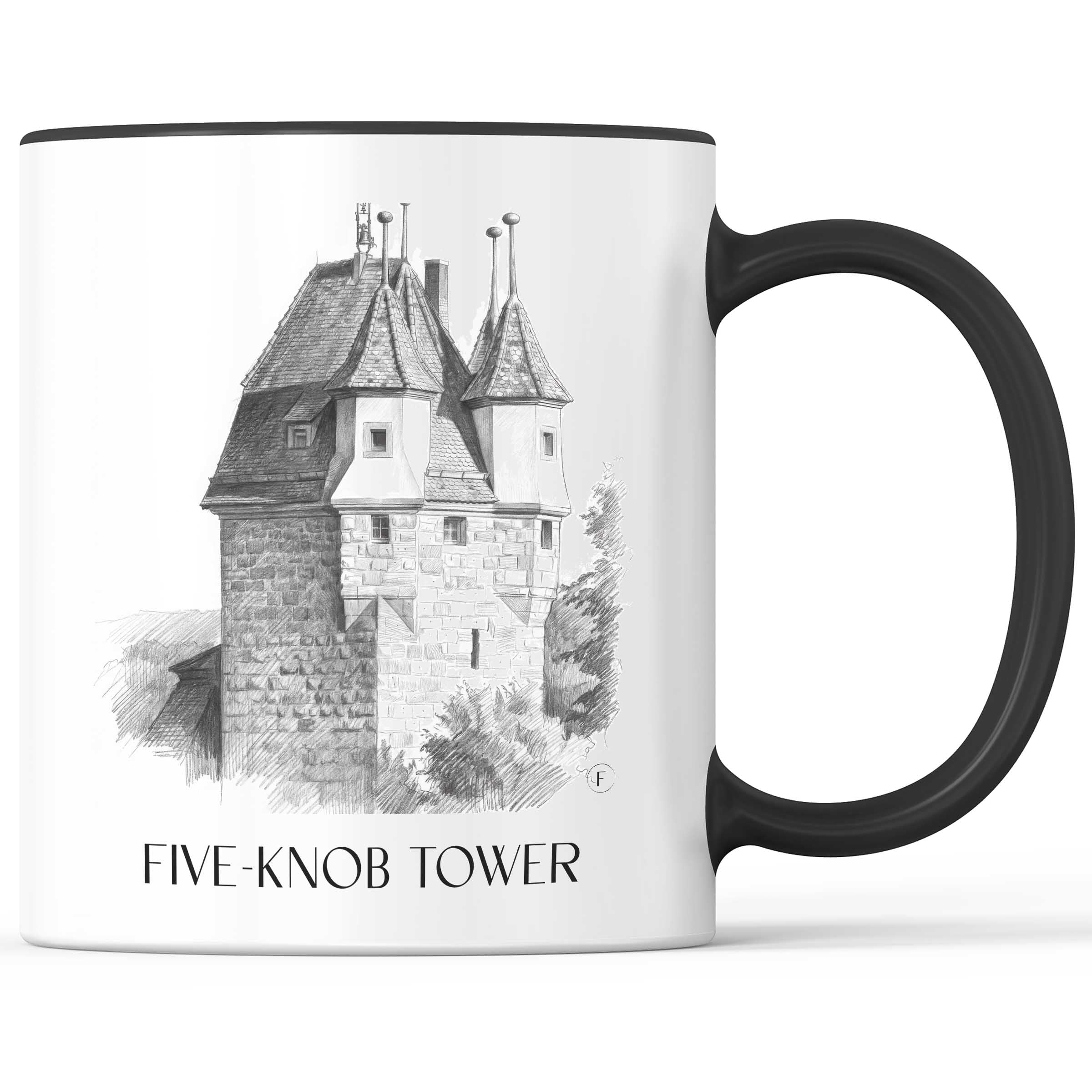 Fünfknopfturm Kaffeebecher - Schwäbisch Gmünd - Deutschland Becher - Kaffeetasse im Zeichnung Stil