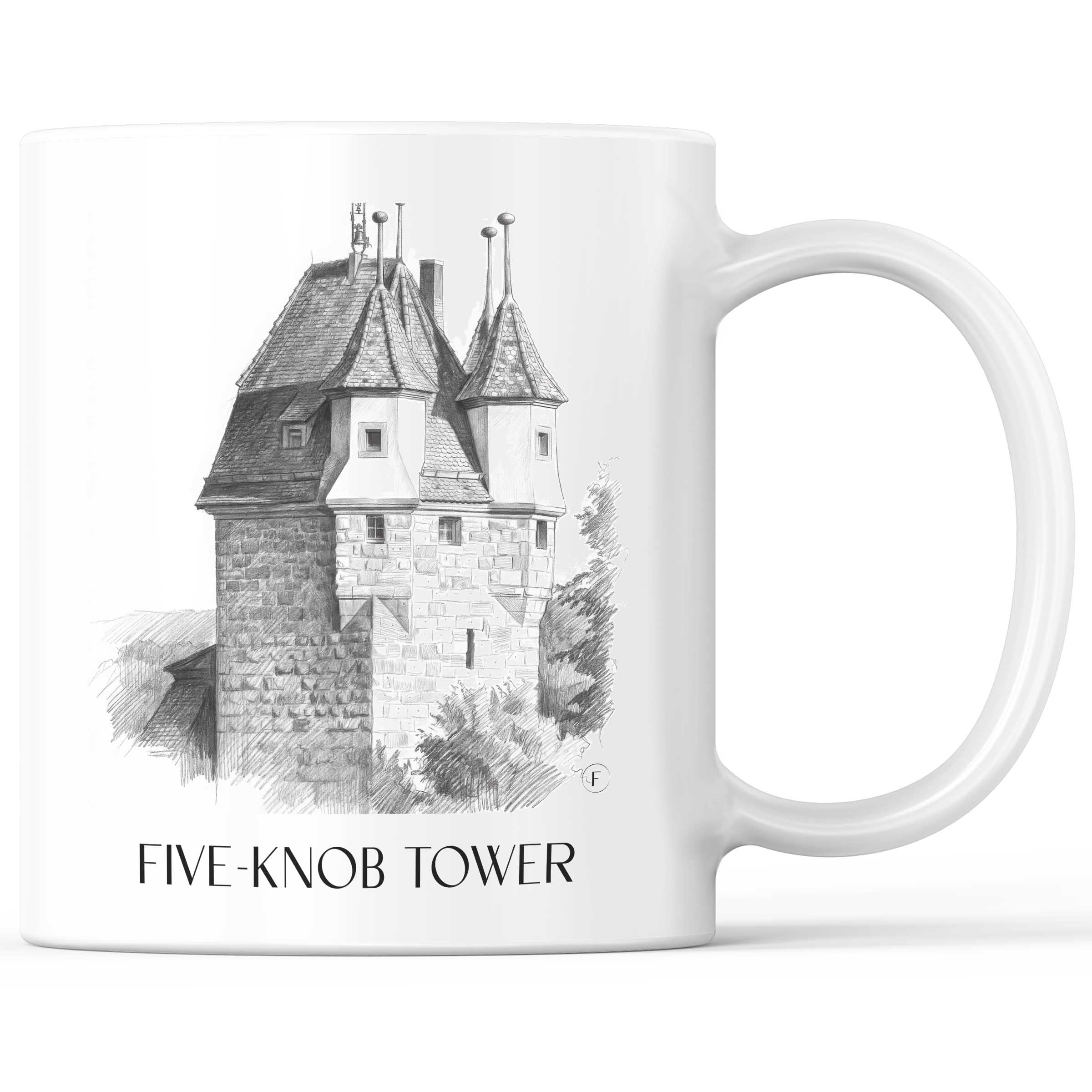 Fünfknopfturm Kaffeebecher - Schwäbisch Gmünd - Deutschland Becher - Kaffeetasse im Zeichnung Stil