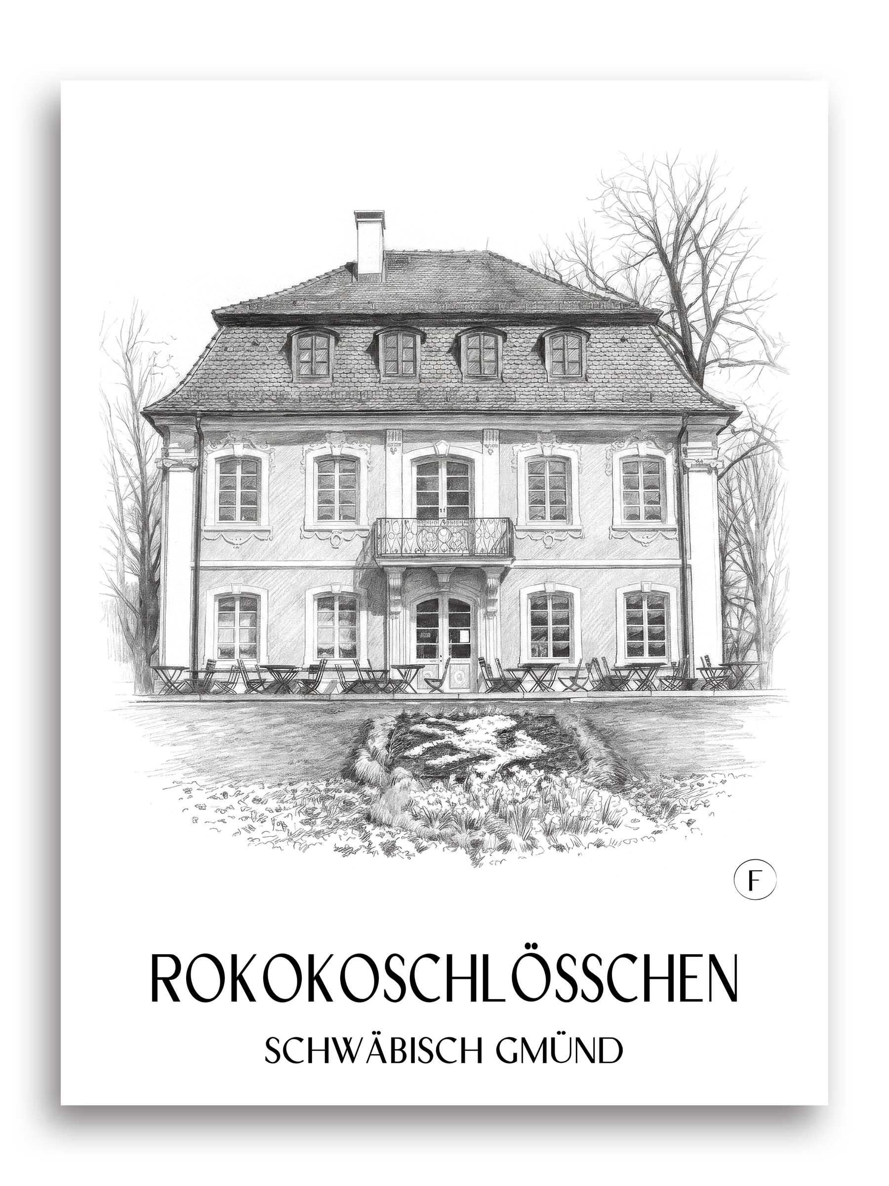rokokoschlösschen-schwäbisch-gmünd-deutschland-poster-bleistift-zeichnung-drawing