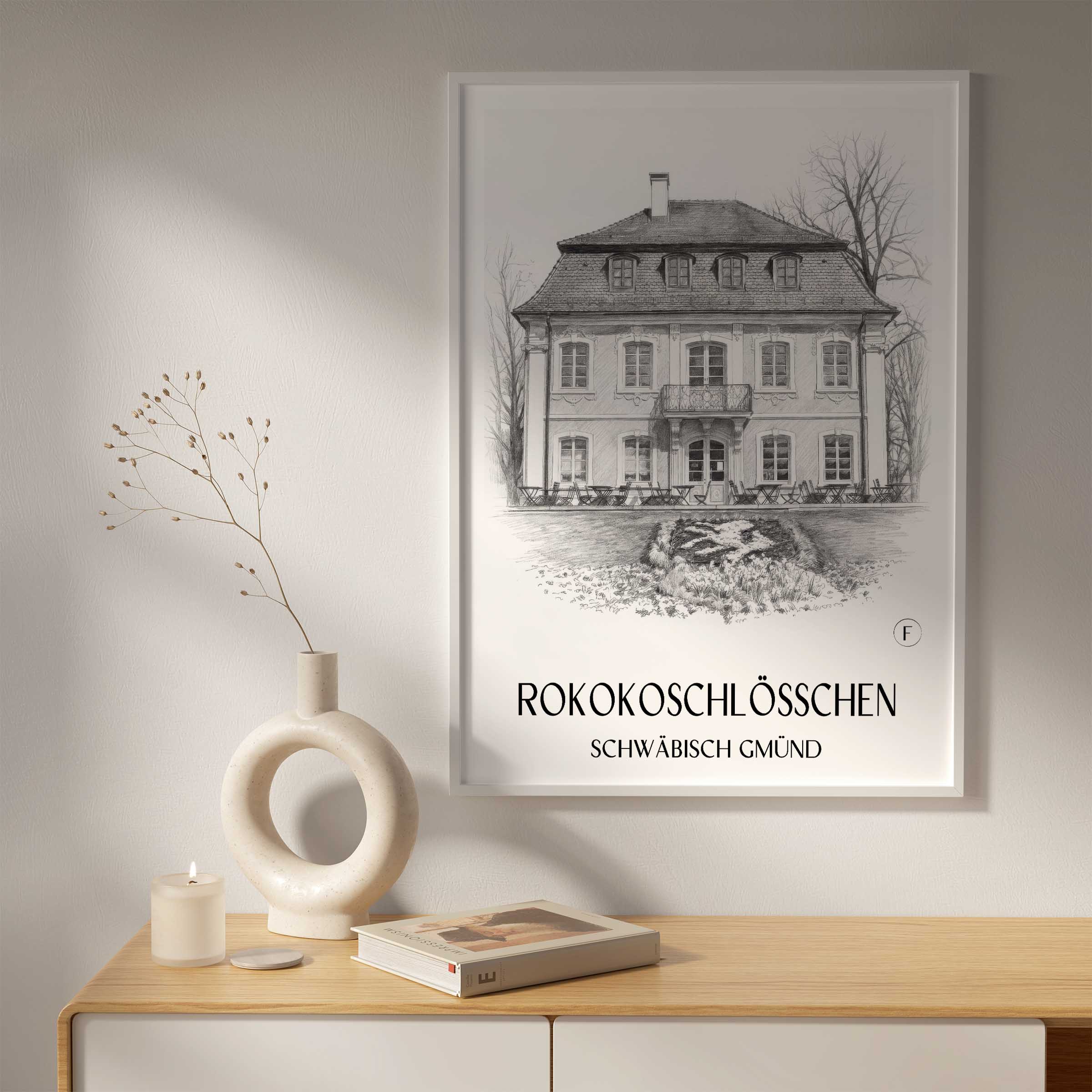 rokokoschlösschen-schwäbisch-gmünd-deutschland-poster-bleistift-zeichnung-drawing