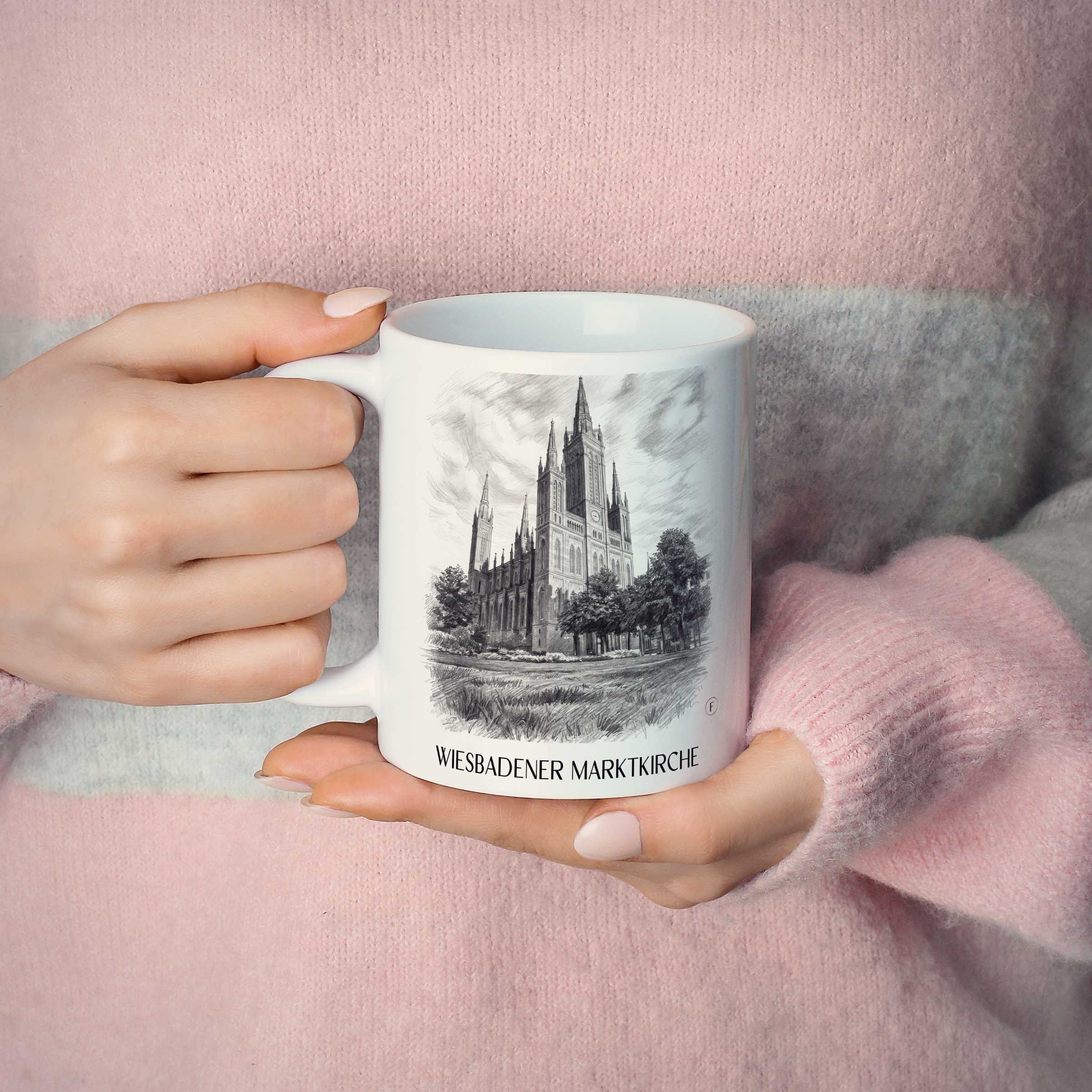 marktkirche-wiesbaden-deutschland-kaffeebecher-bleistift-zeichnung-drawing