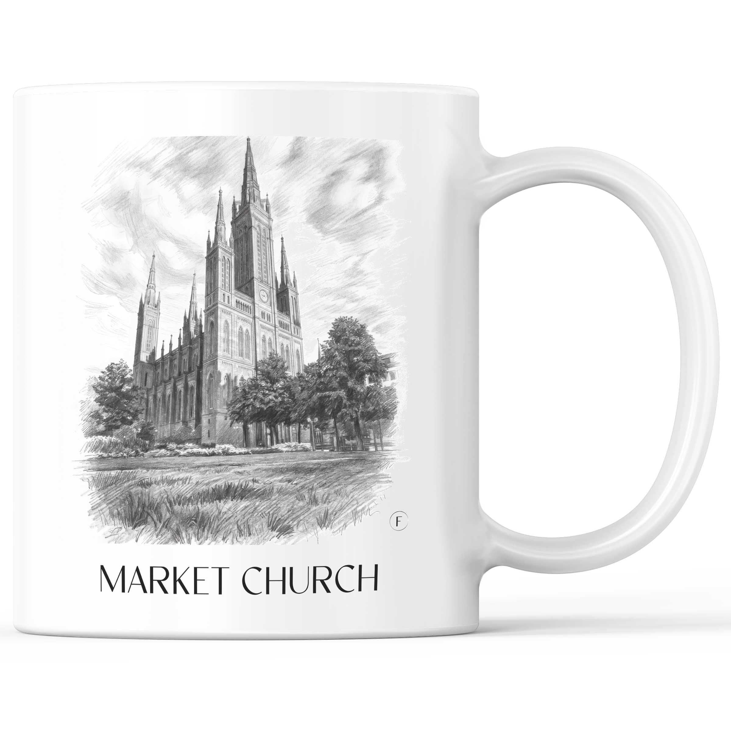 Marktkirche Kaffeebecher - Wiesbaden - Deutschland Becher - Kaffeetasse im Zeichnung Stil
