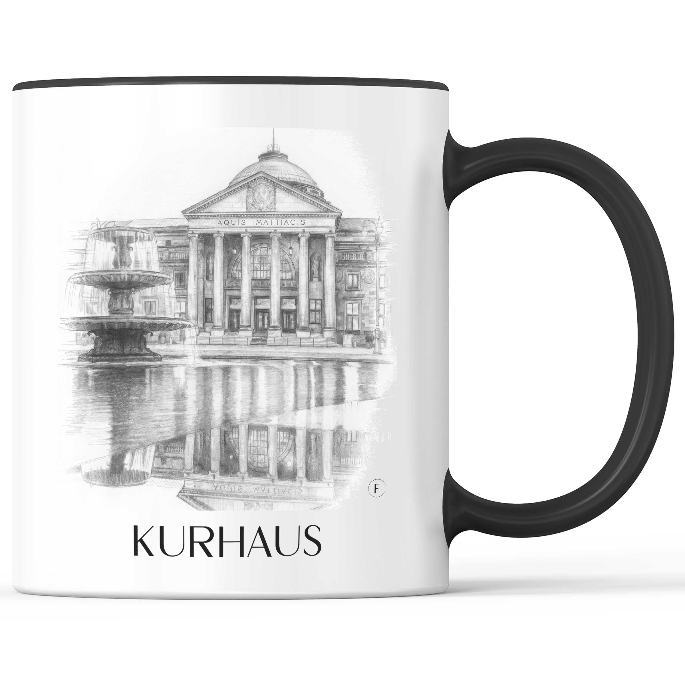 Kurhaus Kaffeebecher - Wiesbaden - Deutschland Becher - Kaffeetasse im Zeichnung Stil