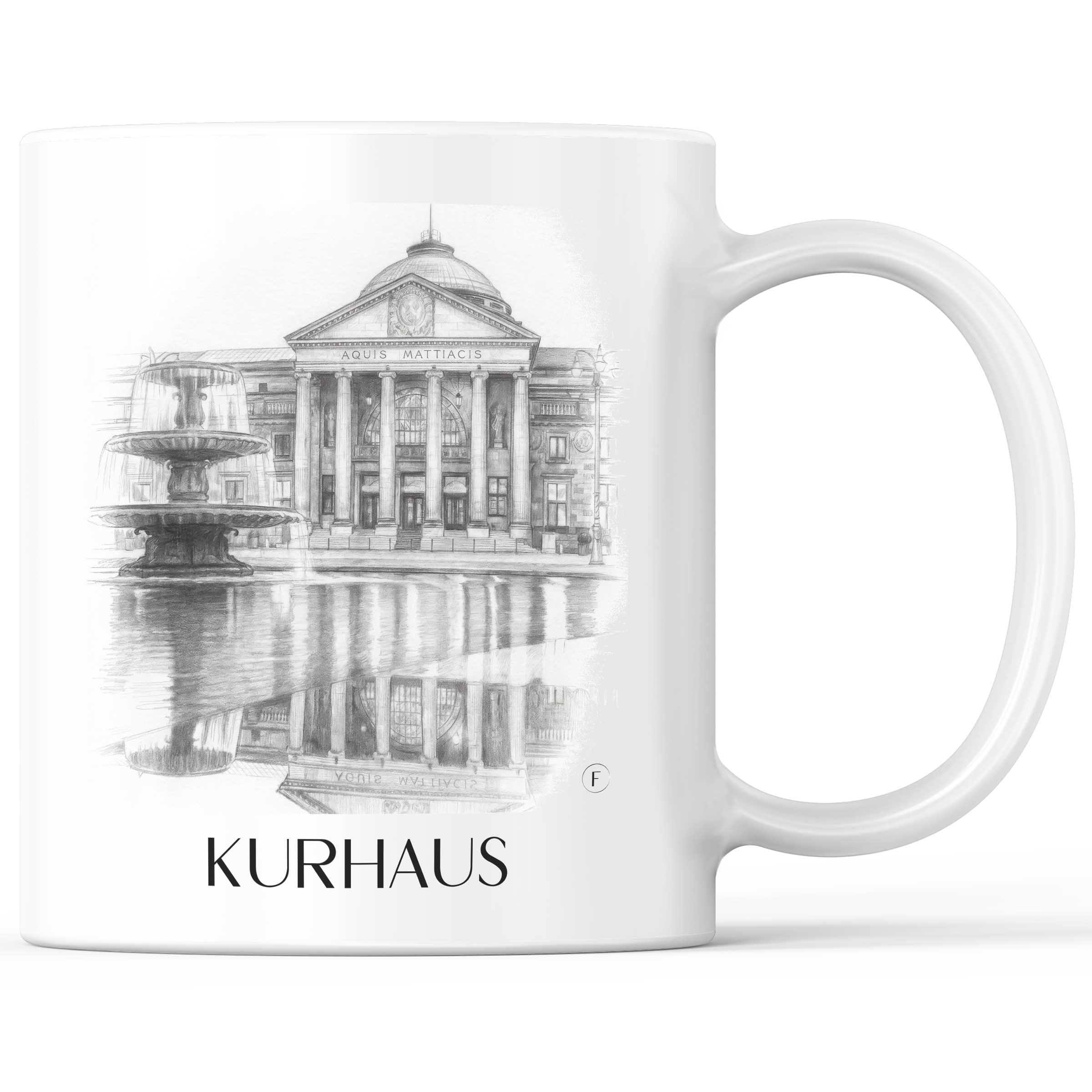 Kurhaus Kaffeebecher - Wiesbaden - Deutschland Becher - Kaffeetasse im Zeichnung Stil