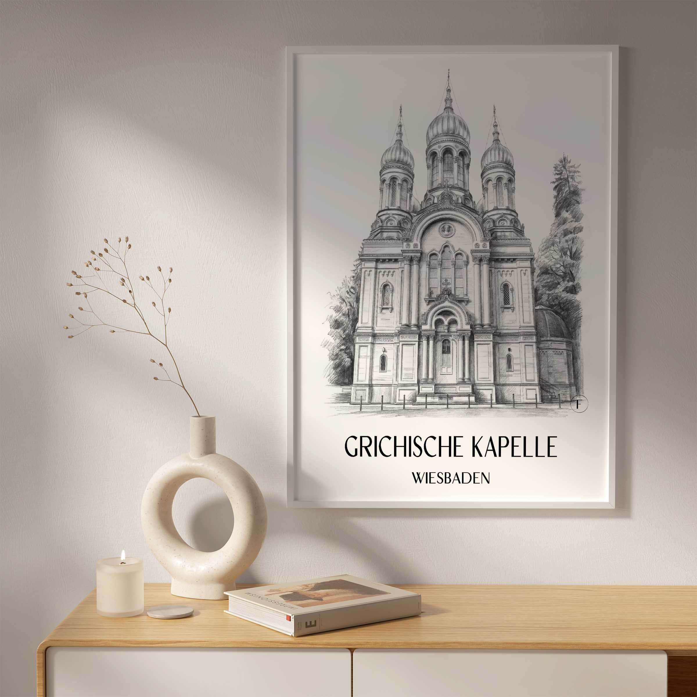 grichische-kapelle-wiesbaden-deutschland-poster-bleistift-zeichnung-drawing