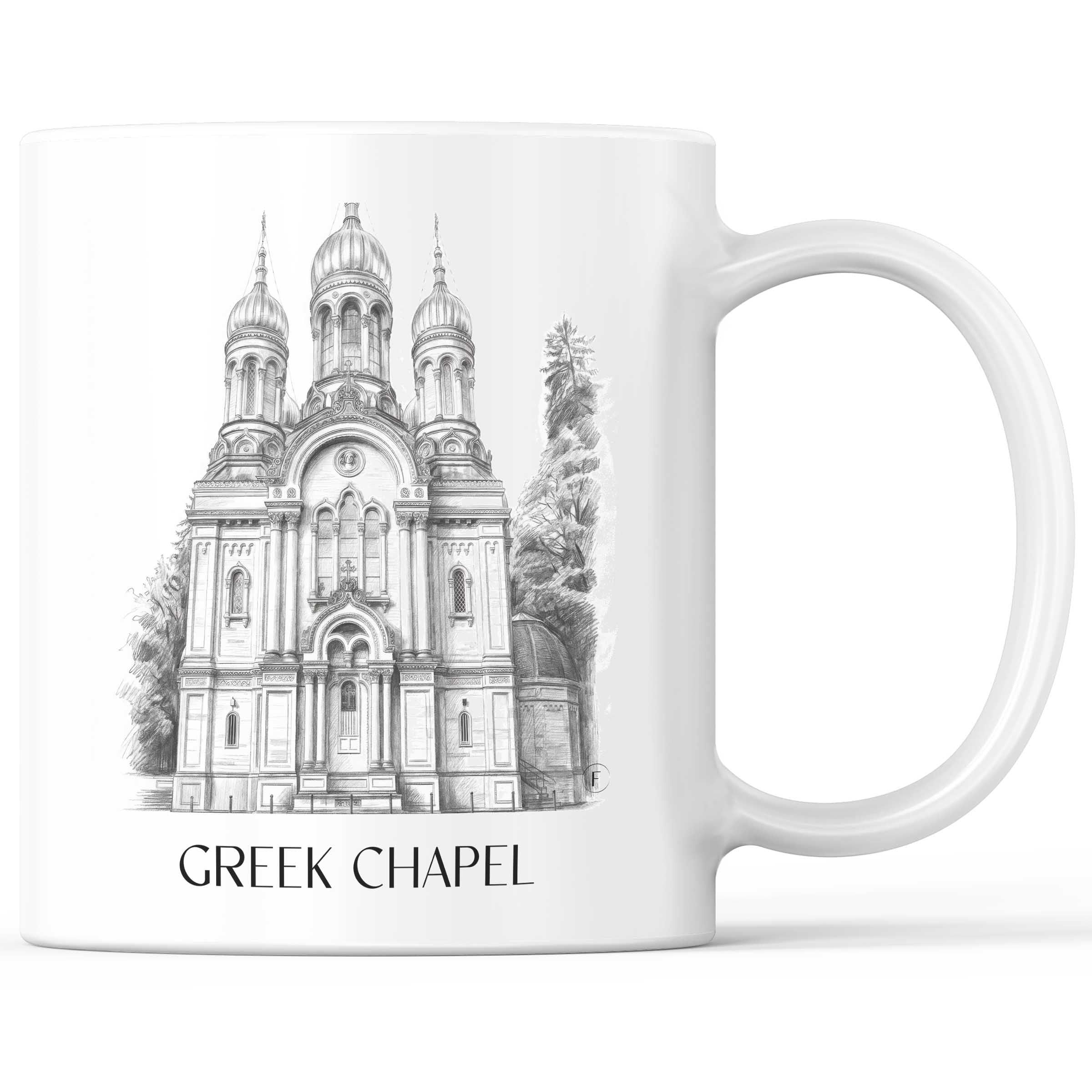 Grichische Kapelle Kaffeebecher - Wiesbaden - Deutschland Becher - Kaffeetasse im Zeichnung Stil