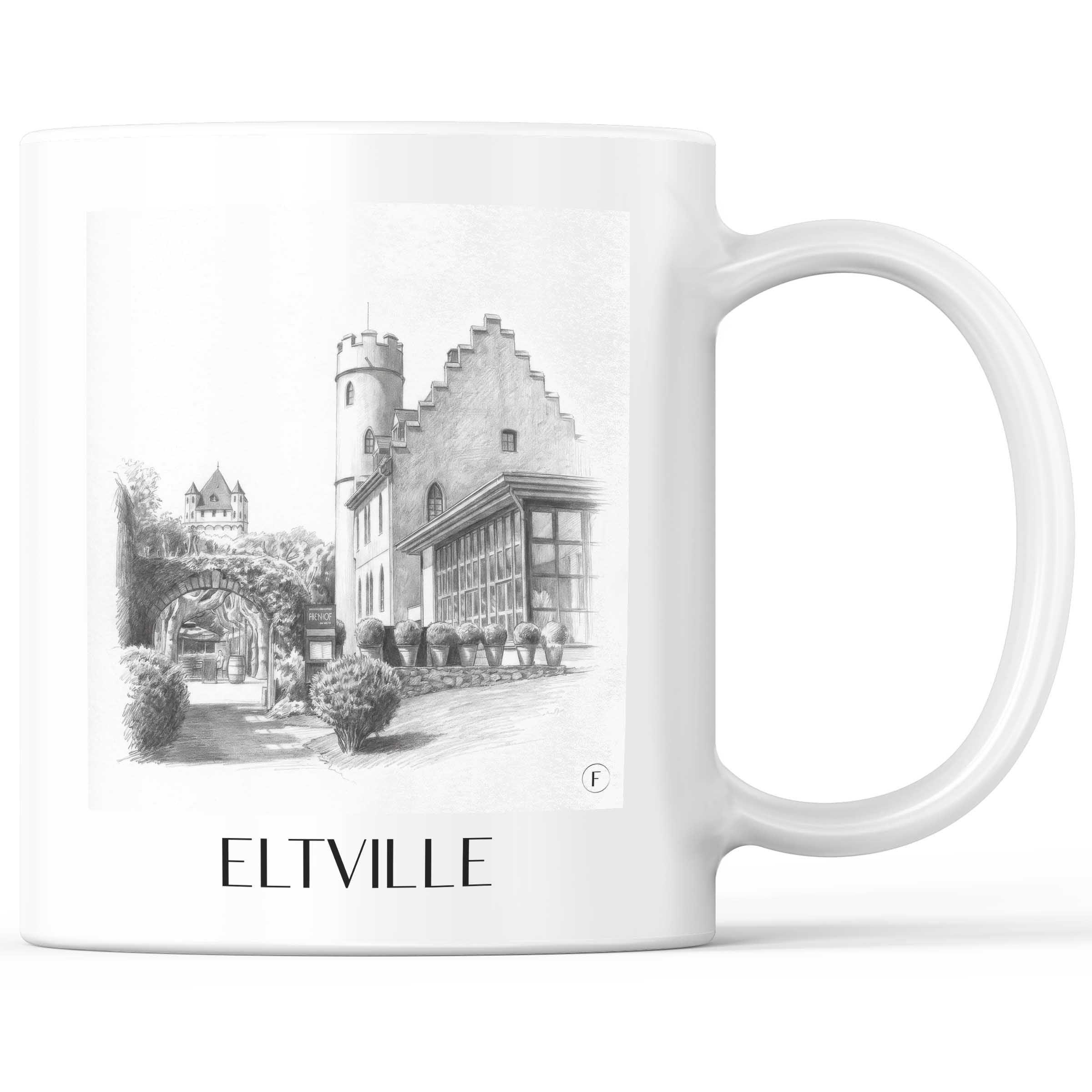 Eltville Kaffeebecher - Rheingau - Deutschland Becher - Kaffeetasse im Zeichnung Stil
